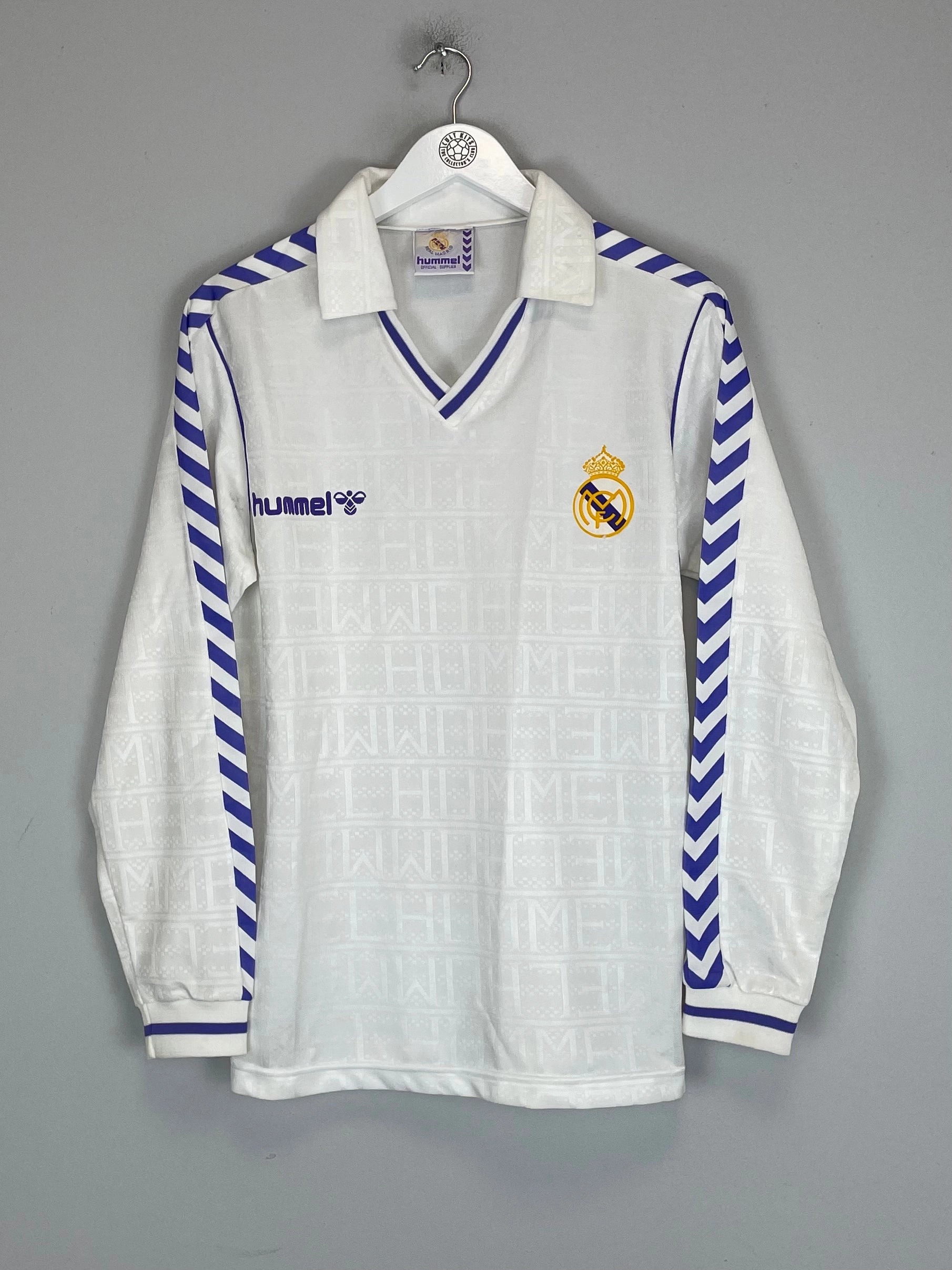 1989/90 REAL MADRID L/S *MINT* HOME SHIRT (L) HUMMEL Dry Performance Microfiber Performance Blend
