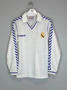 1989/90 REAL MADRID L/S *MINT* HOME SHIRT (L) HUMMEL Dry Performance Microfiber Performance Blend