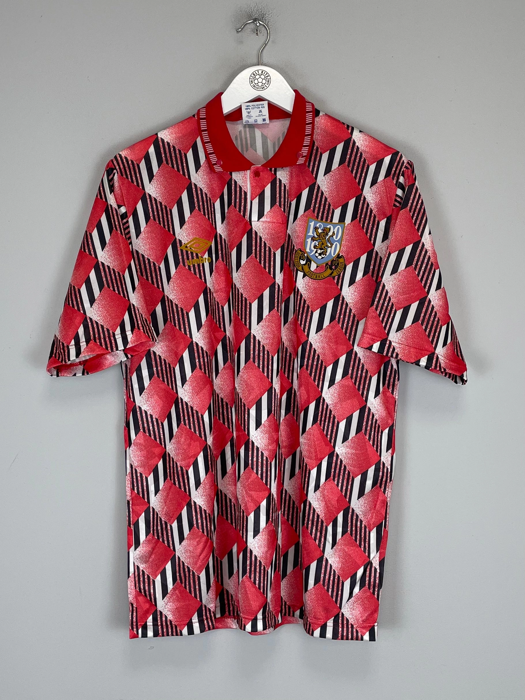 High Compression Knit 1990 SCOTTISH FOOTBALL LEAGUE *MINT* CENTENARY SHIRT (L) UMBRO