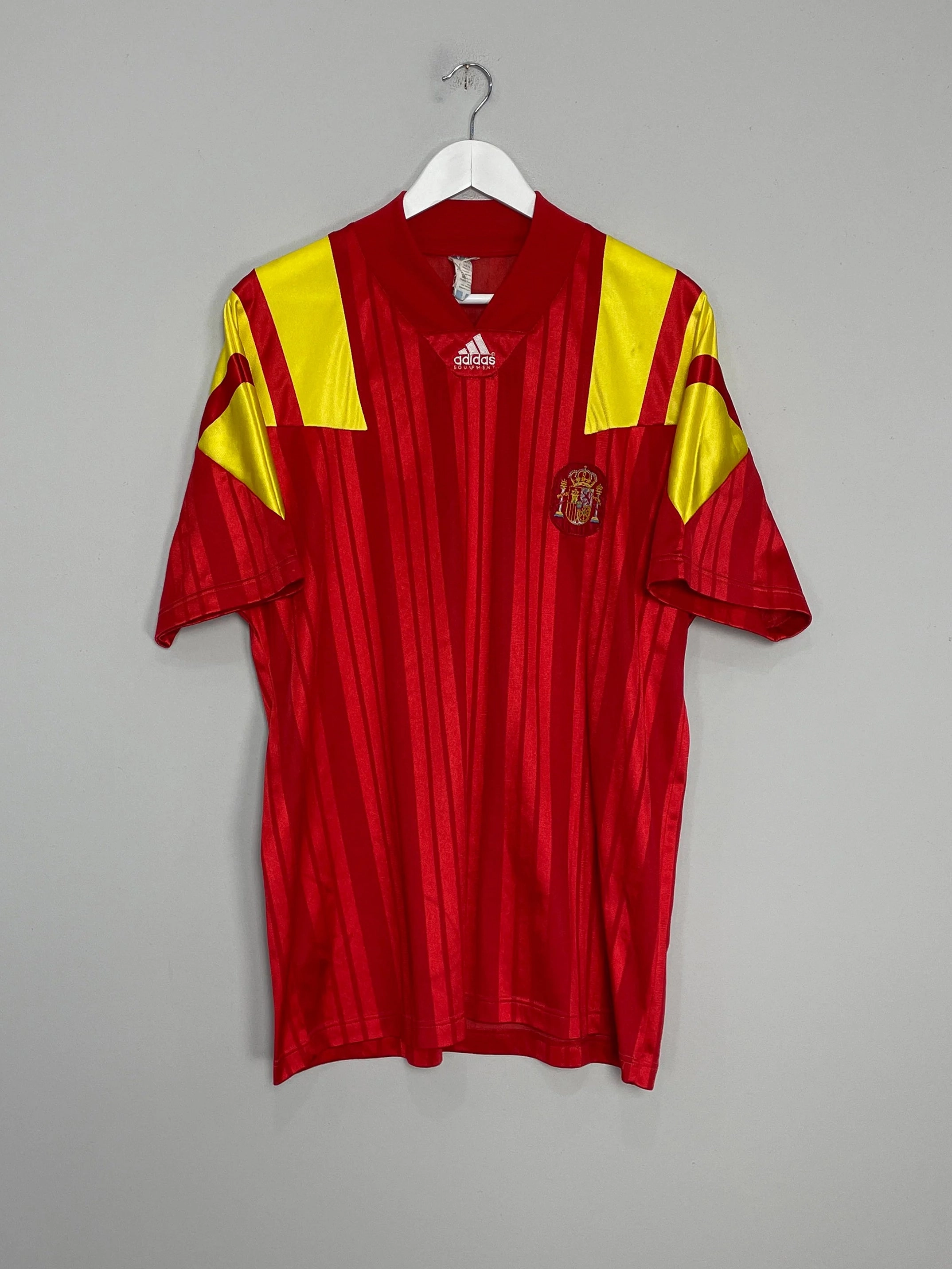 1992/94 SPAIN HOME SHIRT (L) ADIDAS Contrast Binding Trim