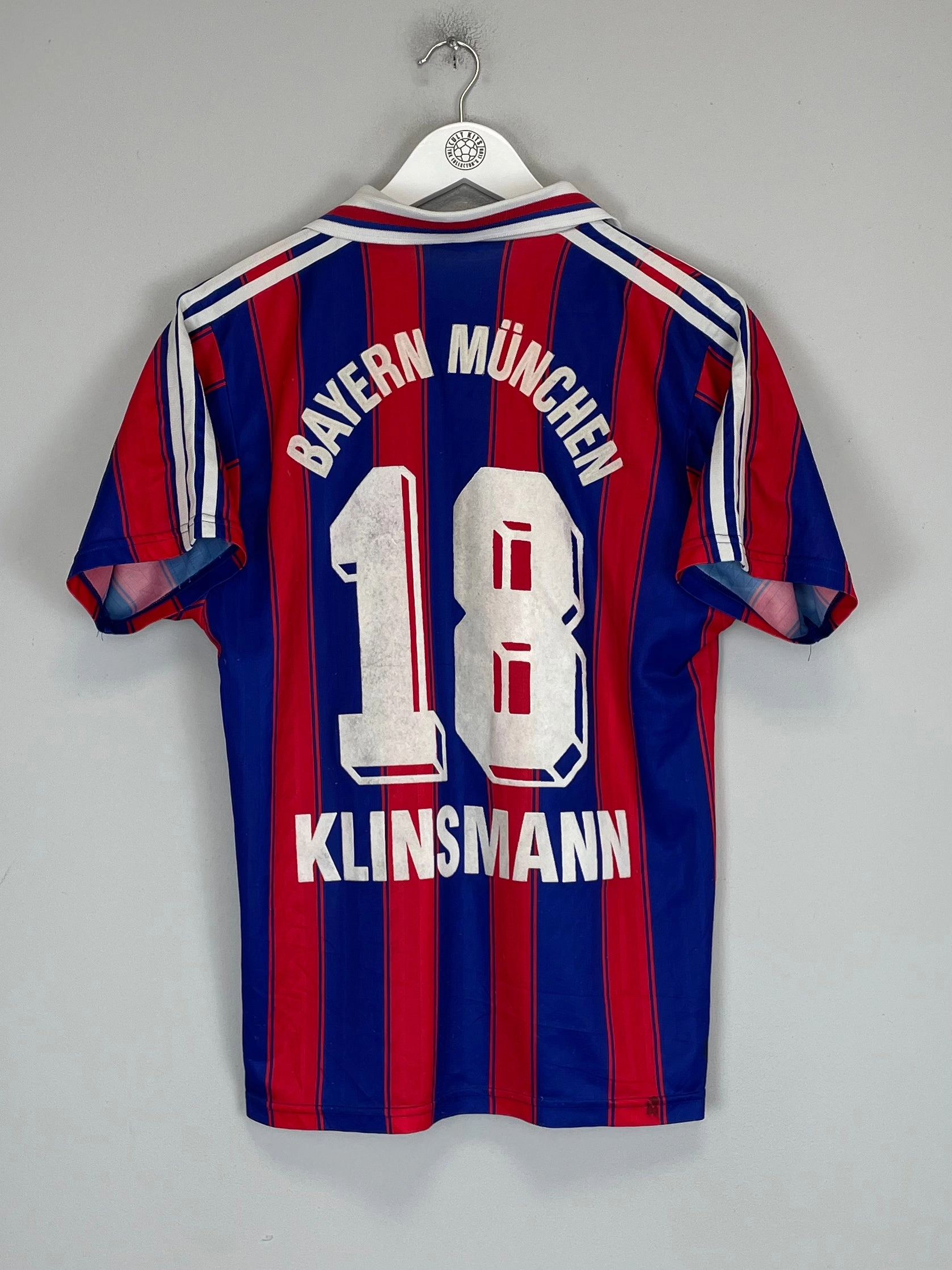 1995/96 BAYERN MUNICH KLINSMANN #18 HOME SHIRT (S) ADIDAS Tear Resistant Construction