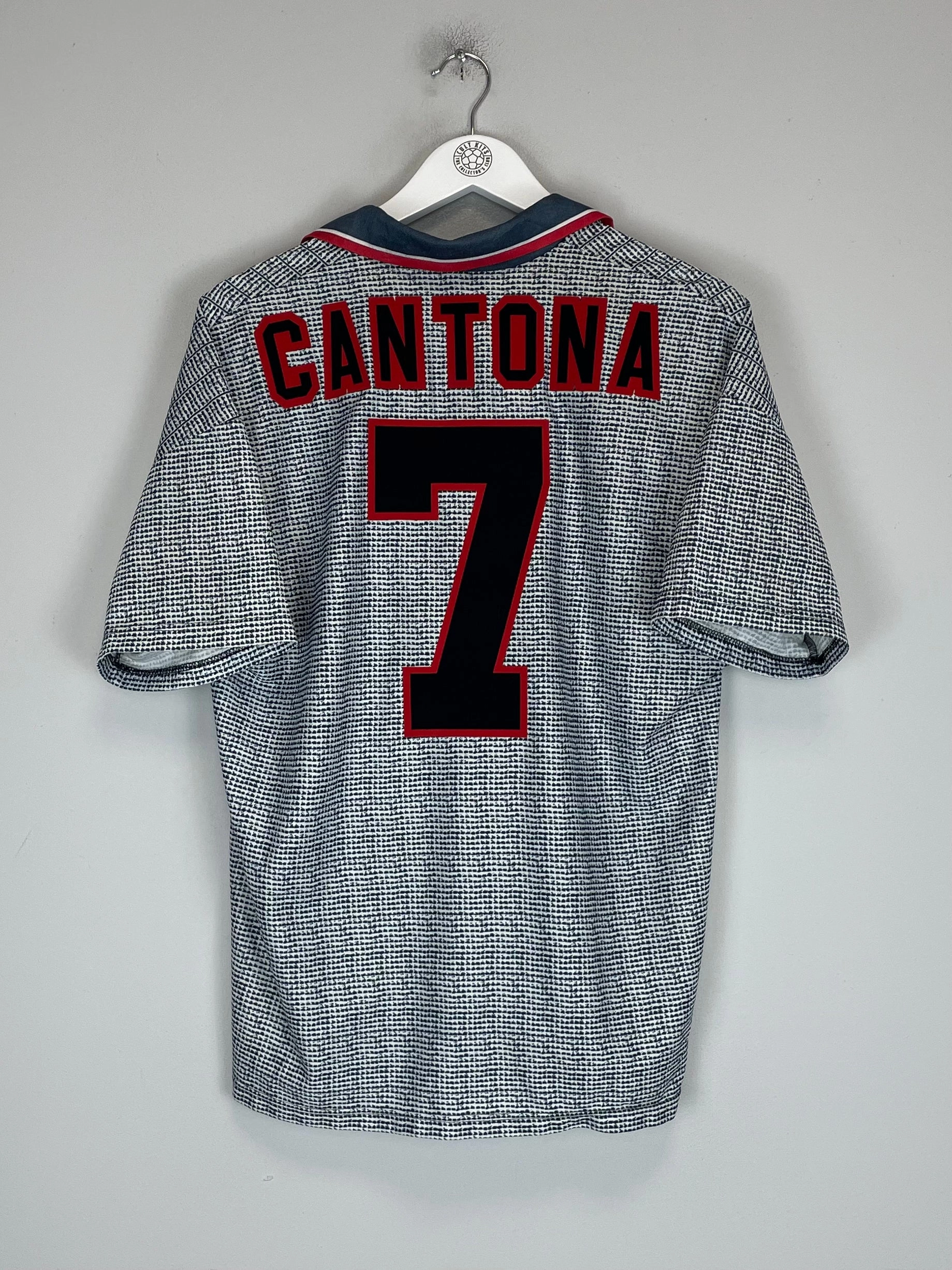 1995/96 MANCHESTER UNITED CANTONA #7 AWAY SHIRT (M) UMBRO Breathable Material Airflow Optimized