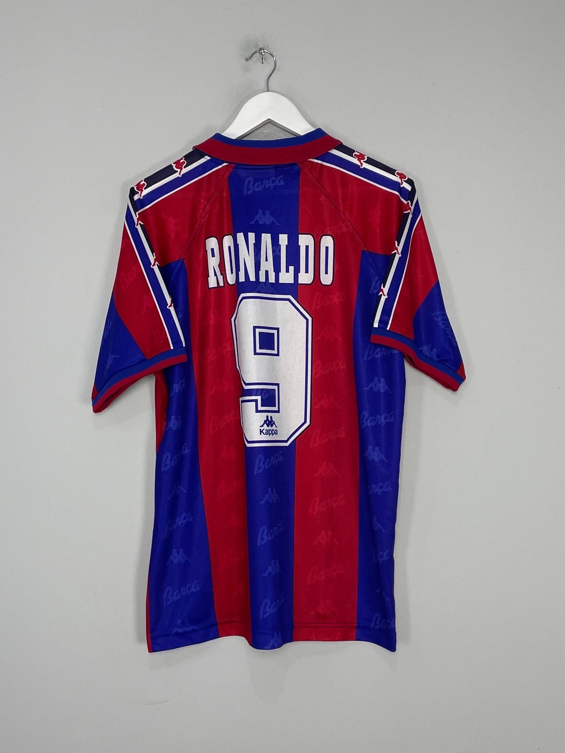 1995/97 BARCELONA RONALDO #9 *PLAYER ISSUE* HOME SHIRT (M) KAPPA Athletic Wear