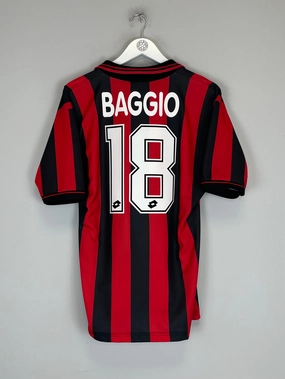 1997/98 AC MILAN BAGGIO #18 HOME SHIRT (M) LOTTO BASIC Airflow Channel System Light Reflective Trim Accent