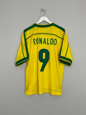 1998/00 BRAZIL RONALDO #9 HOME SHIRT (L) NIKE Bold Graphics