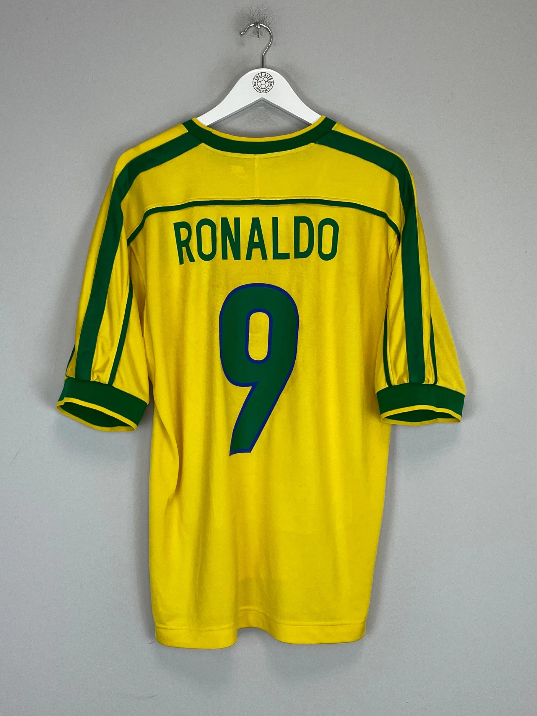 1998/00 BRAZIL RONALDO #9 HOME SHIRT (L) NIKE Energy Wear