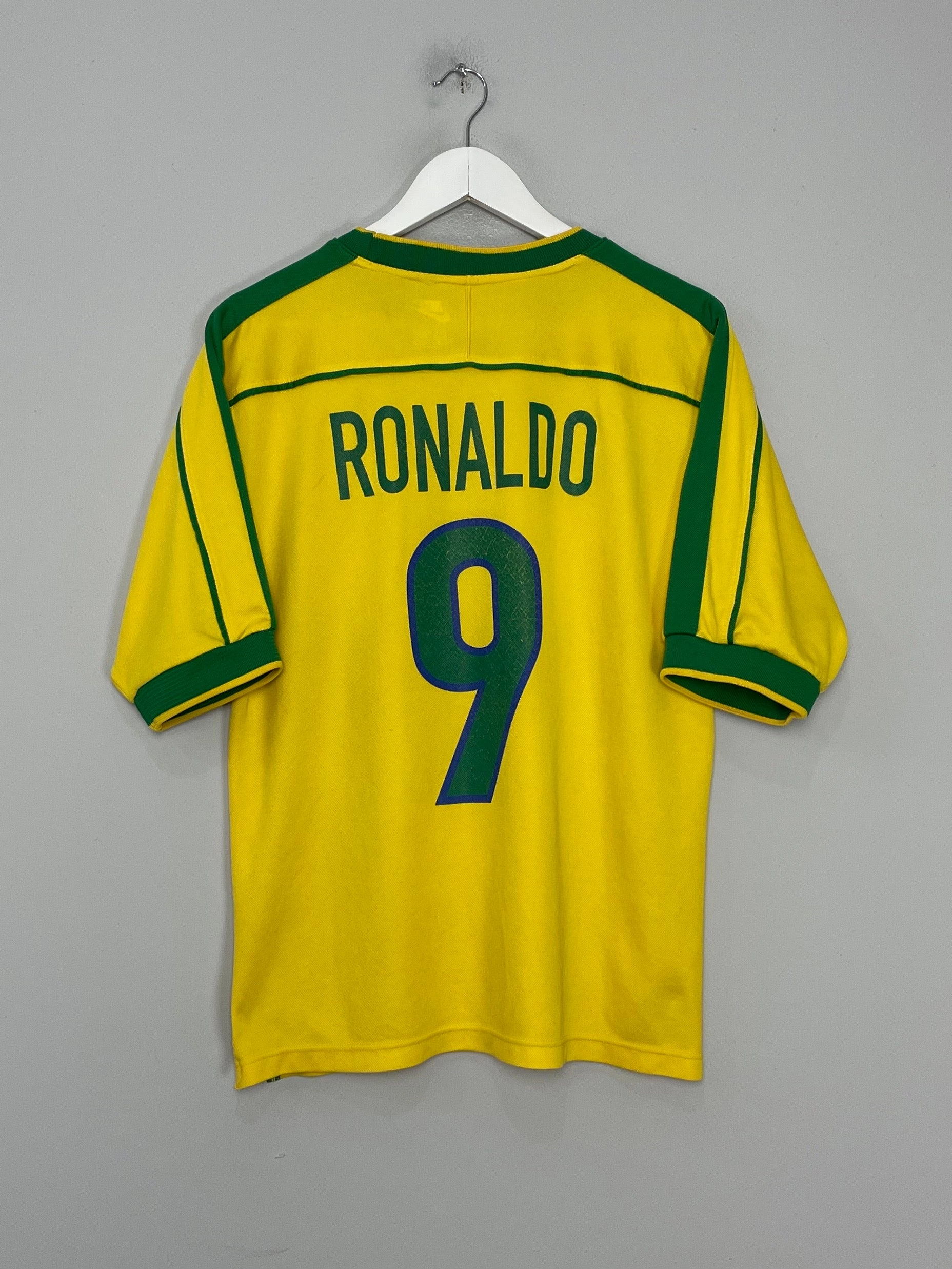 1998/00 BRAZIL RONALDO #9 HOME SHIRT (M) NIKE Any Move