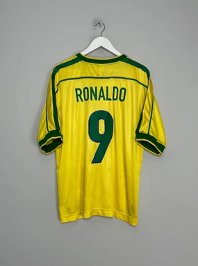 1998/00 BRAZIL RONALDO #9 HOME SHIRT (XL) NIKE Non Chafing Seam Finish Seamless Knit Construction