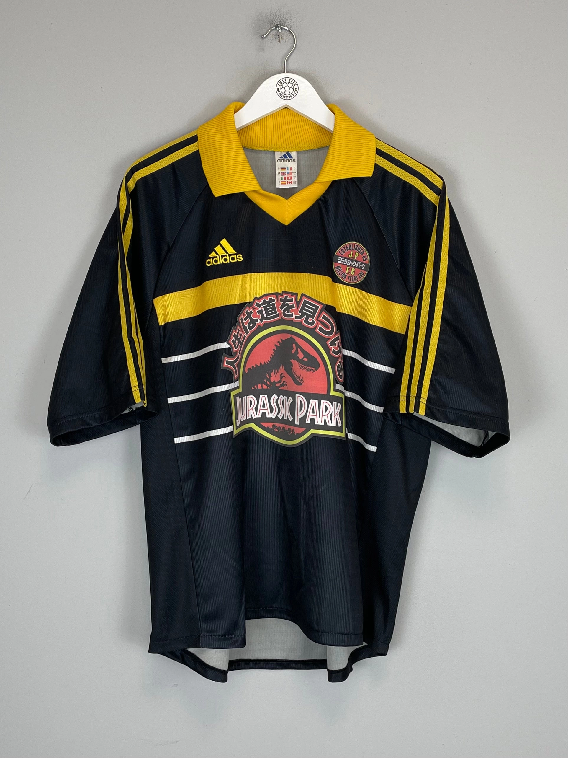 Non Irritating Seamless Edges 1998/00 JURASSIC PARK X JAPANESE MOVIE MASHUP SHIRT (L) ADIDAS