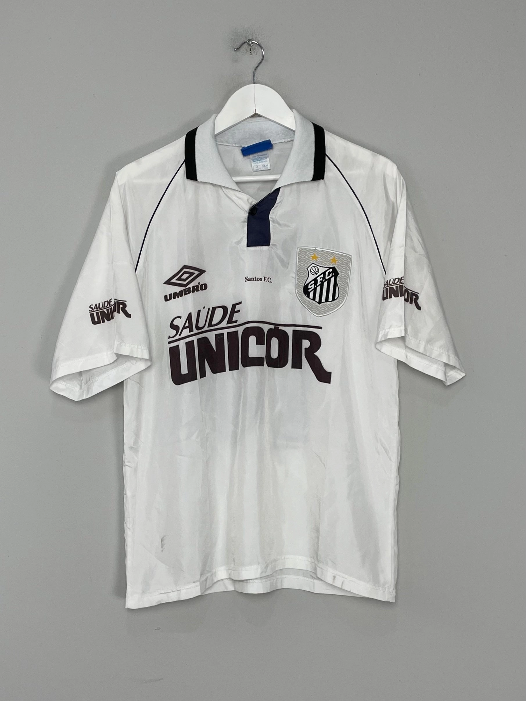 Slim Finish Non Restrictive Mobility Cut 1998/99 SANTOS #10 HOME SHIRT (M) UMBRO