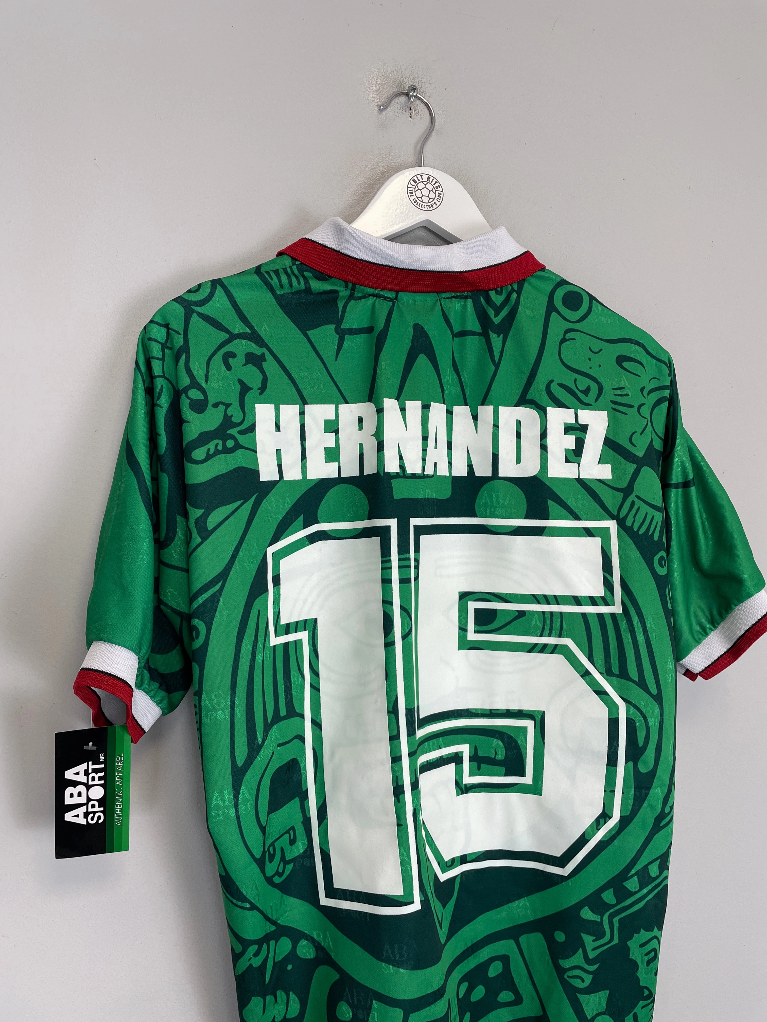1998 Mexico Hernandez #15 *Reissue* Home (Multiple Sizes) ABA Sport Contoured Side Panels Reflective details
