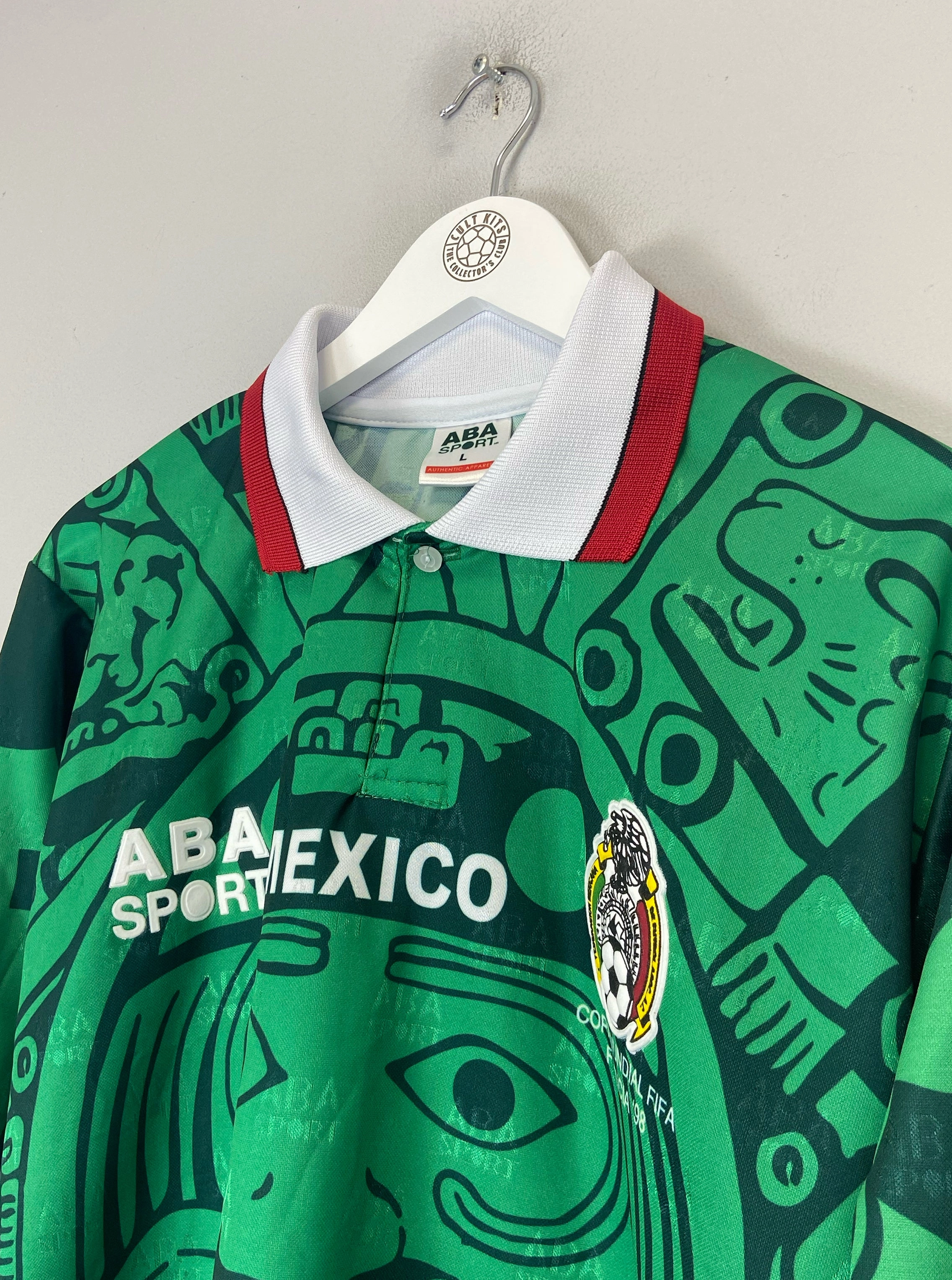 Ergonomic Articulated Sleeve Anti Pilling Surface Treatment 1998 Mexico *Reissue* L/S Home Shirt (Multiple Sizes) ABA Sport