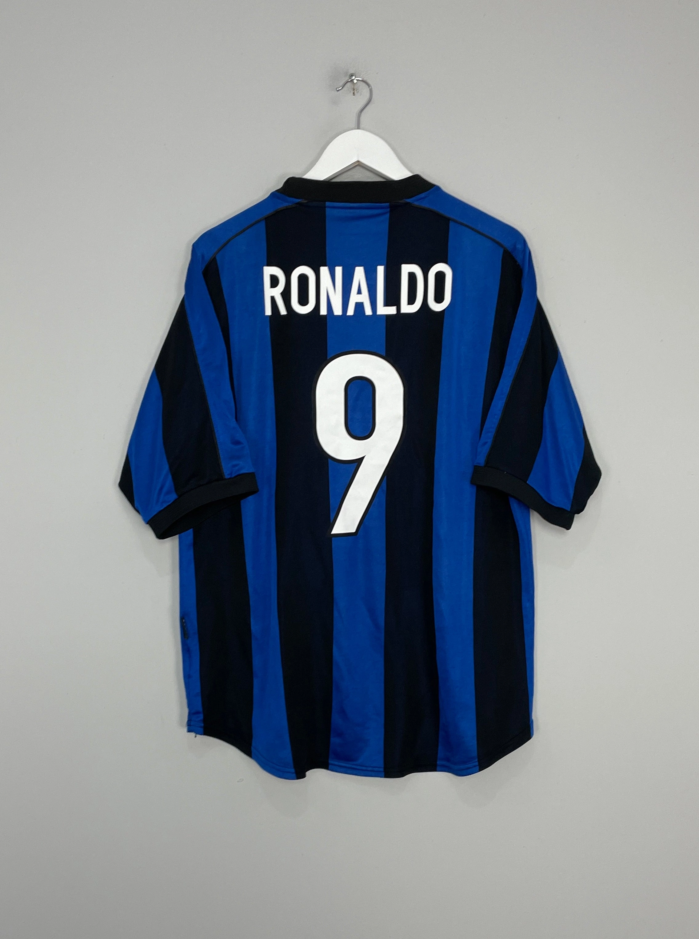 1999/00 INTER MILAN RONALDO #9 HOME SHIRT (L) NIKE Training Ready Clean Finish