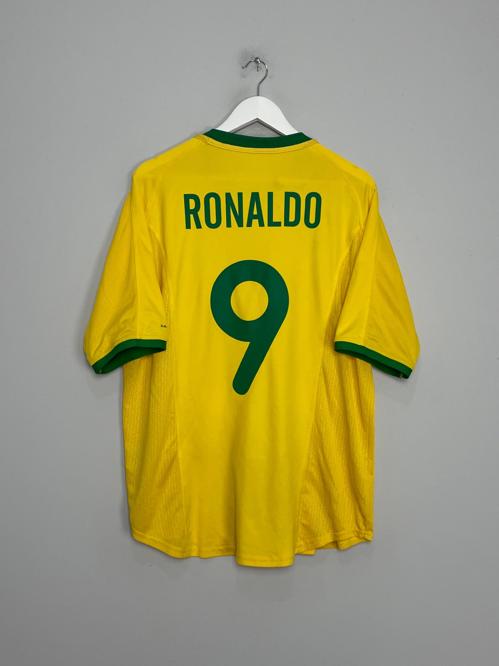 2000/02 BRAZIL RONALDO #9 HOME SHIRT (L) NIKE Sleek Comfort Performance Stretch