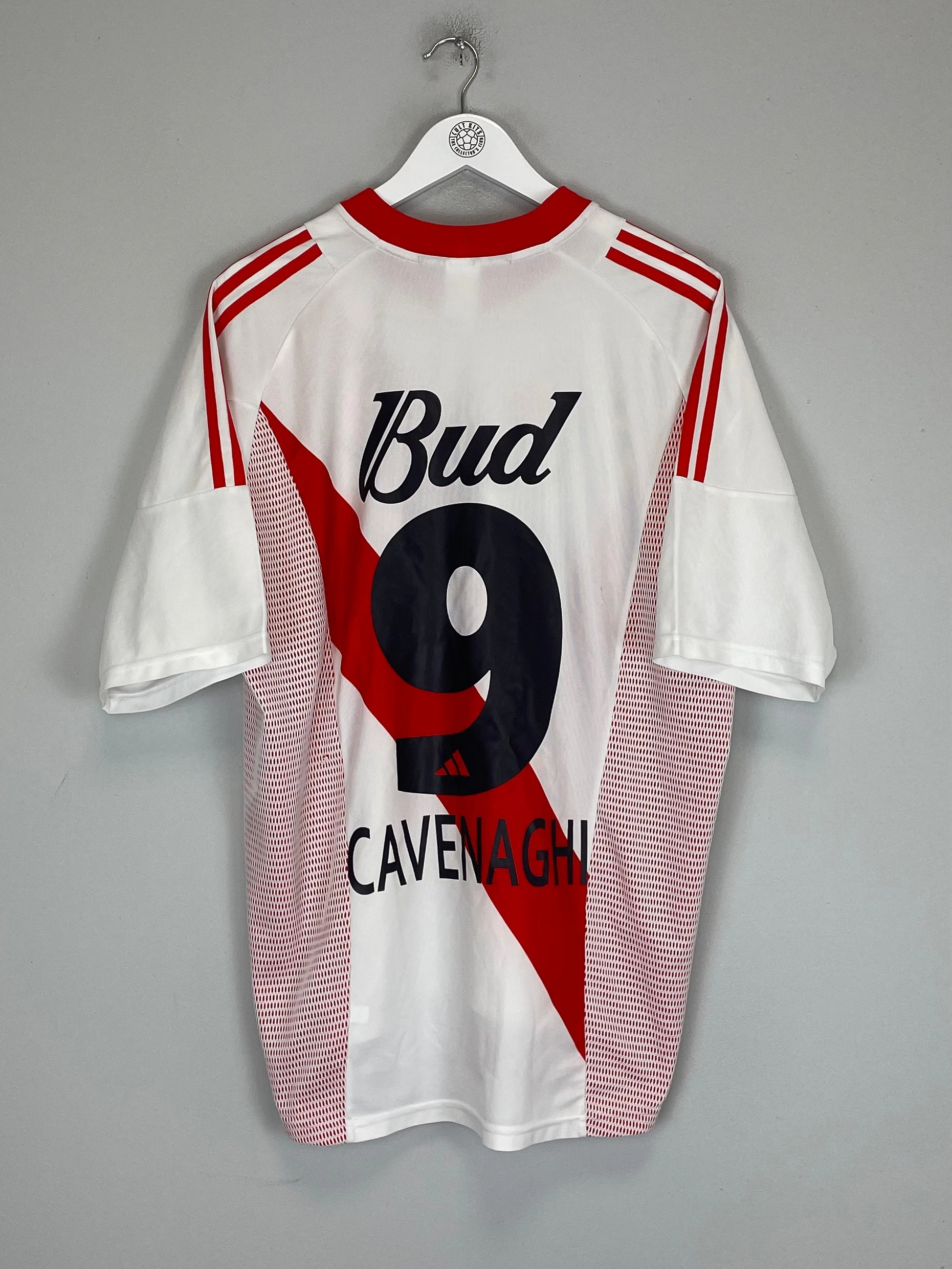 Eco Conscious Dye Process UV Protection Finish 2002/03 RIVER PLATE CAVENAGHI #9 HOME SHIRT (XL) ADIDAS