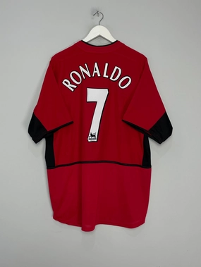 Quick Move Ultra Smooth Flat Seams 2002/04 MANCHESTER UNITED RONALDO #7 HOME SHIRT (XL) NIKE