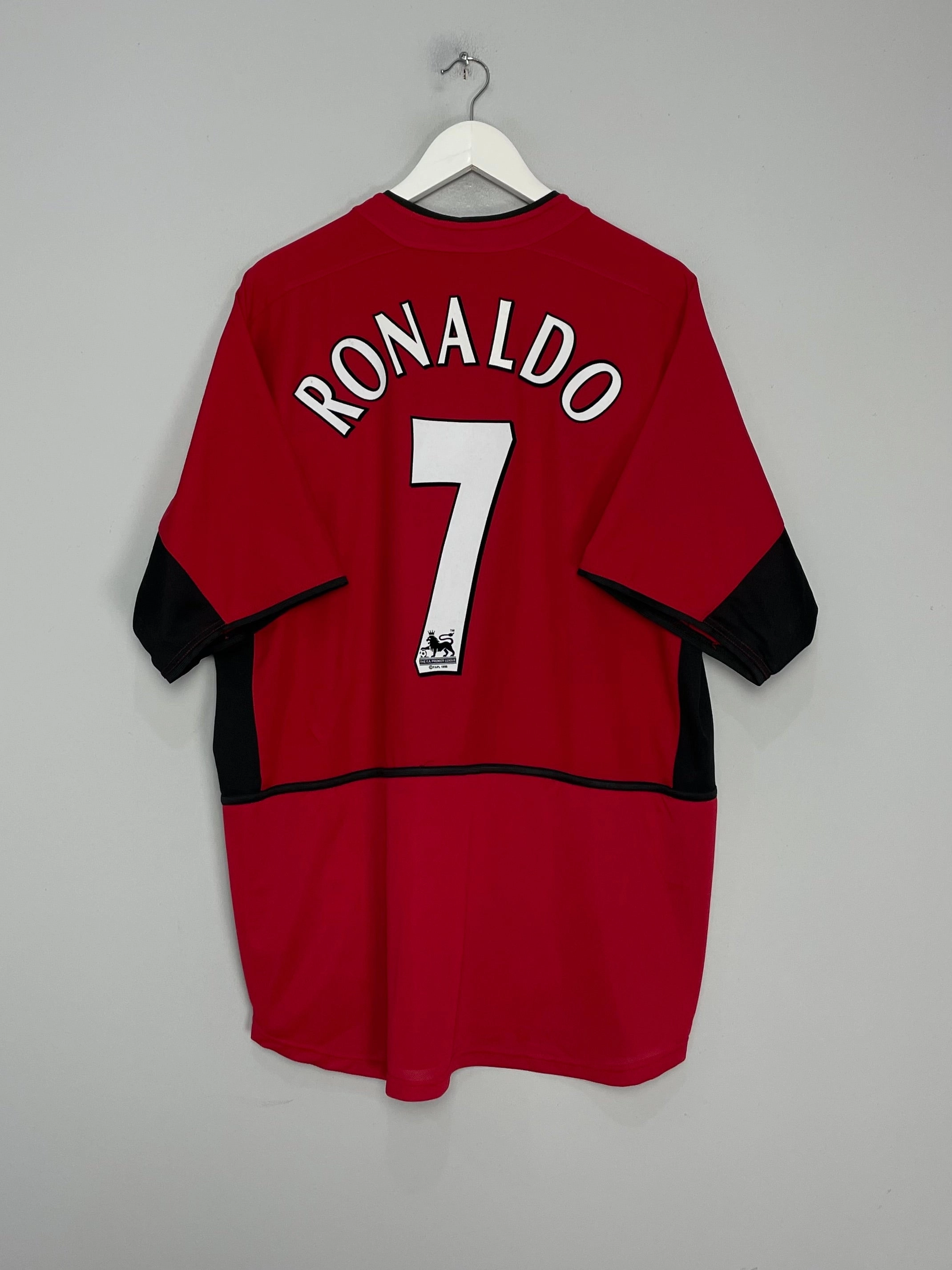 Quick Move Ultra Smooth Flat Seams 2002/04 MANCHESTER UNITED RONALDO #7 HOME SHIRT (XL) NIKE