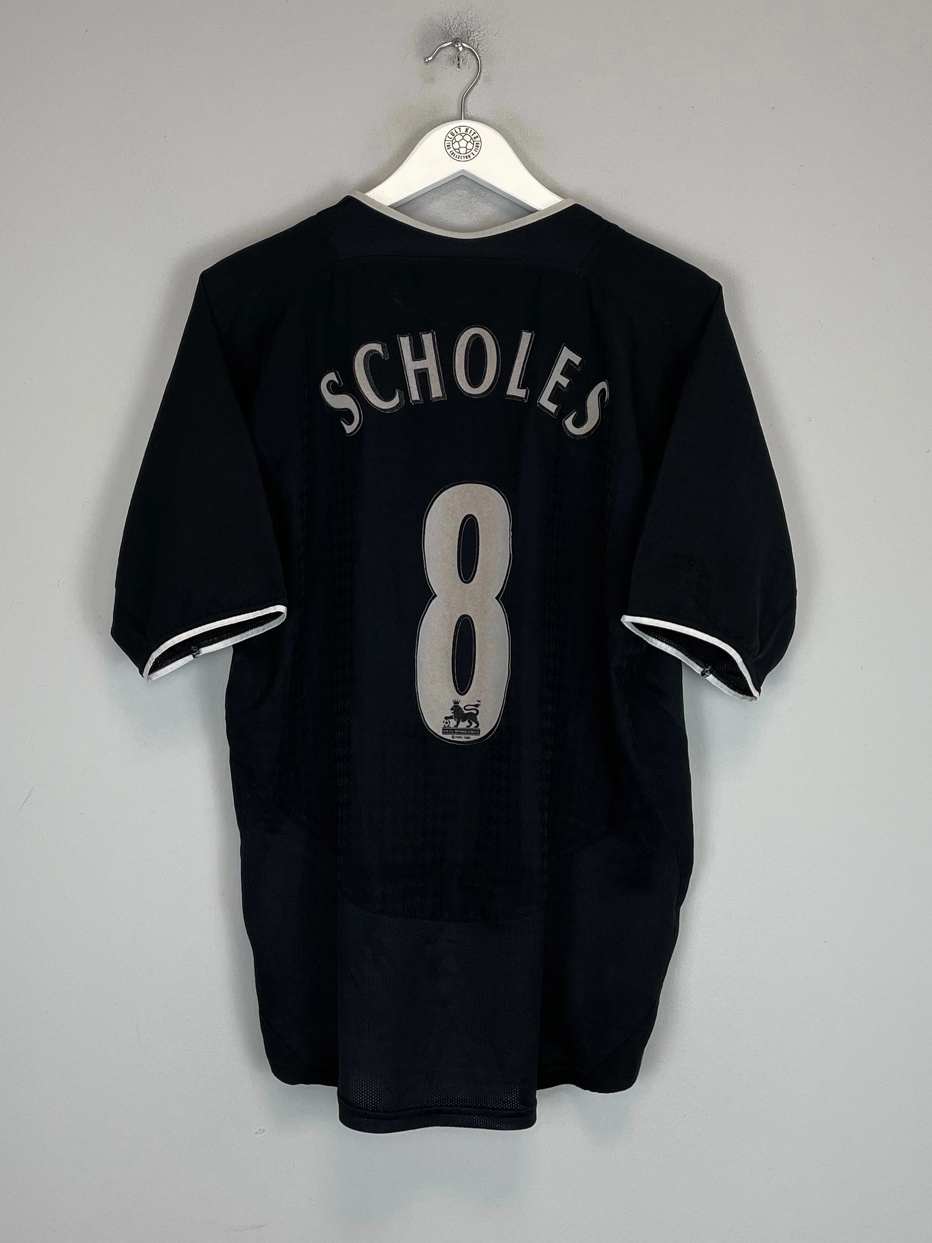 Reflective Trim Minimal Detail 2003/04 MANCHESTER UNITED SCHOLES #18 AWAY SHIRT (L) NIKE
