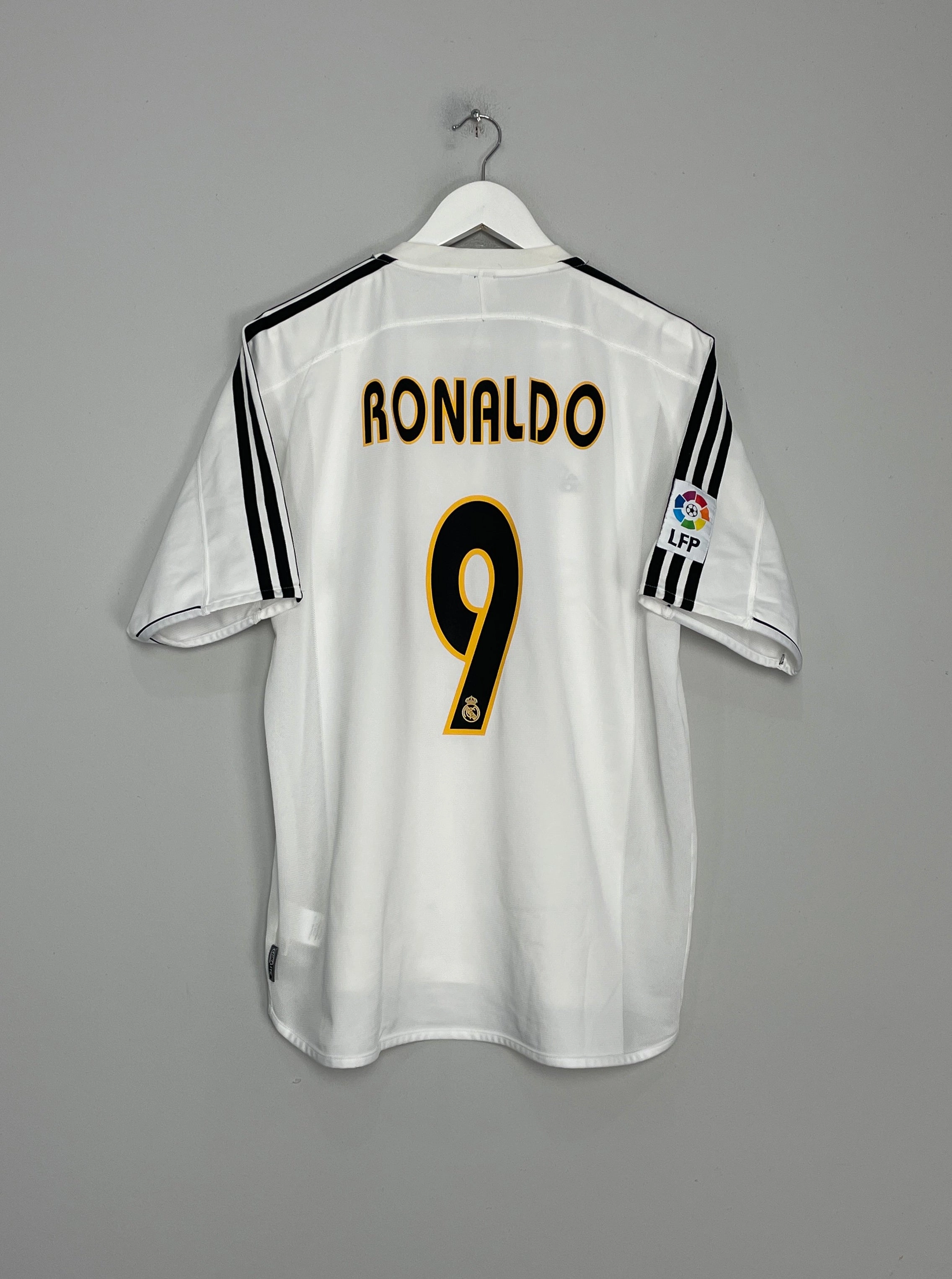 Flexible Collar Design 2003/04 REAL MADRID RONALDO #9 HOME SHIRT (L) ADIDAS