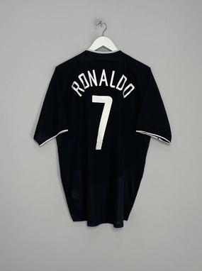 2003/05 MANCHESTER UNITED RONALDO #7 AWAY SHIRT (L) NIKE Yarn Dye Effect Athletic Performance Enhancement