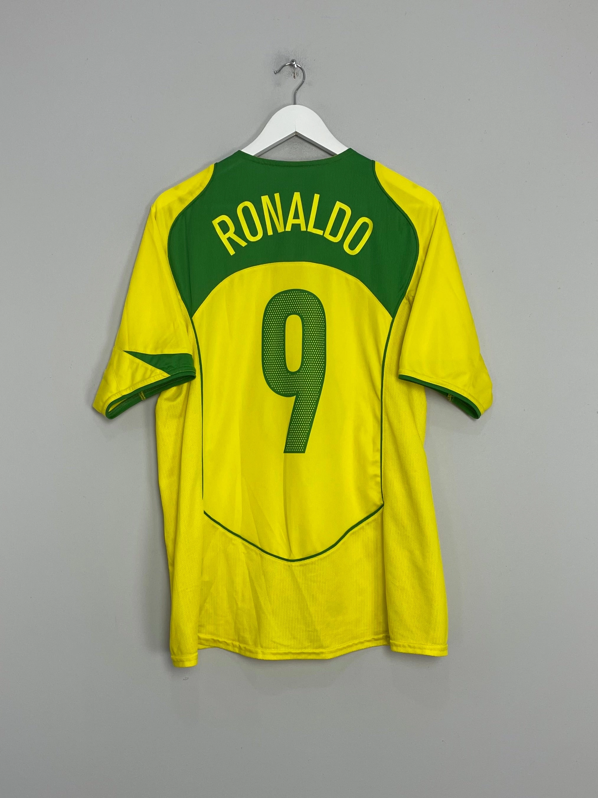 Odor Control Treatment Tubular Body Mapping 2004/05 BRAZIL RONALDO #9 HOME SHIRT (L) NIKE