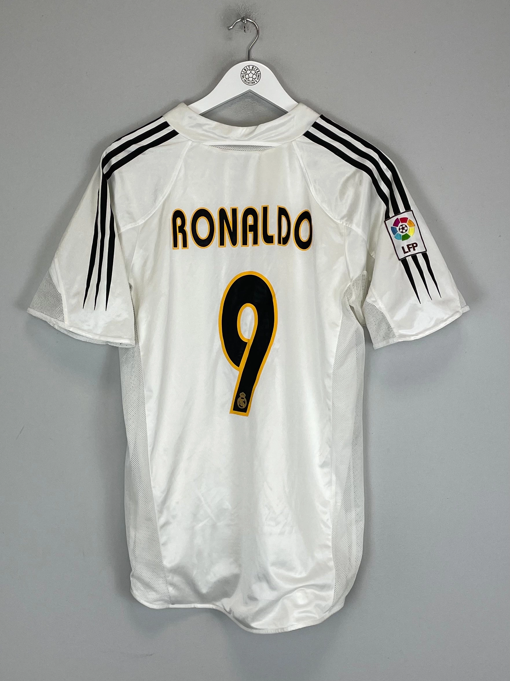 Studio Wear Raglan Sleeve 2004/05 REAL MADRID RONALDO #9 *PLAYER ISSUE* HOME SHIRT (L) ADIDAS