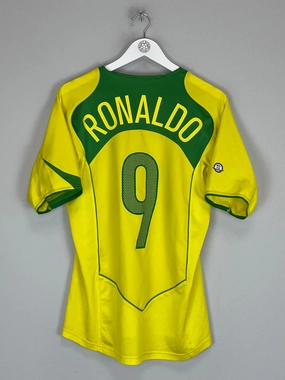 2004/06 BRAZIL RONALDO #9 *FIFA CENTENNIAL* HOME SHIRT (M) NIKE Motion Base