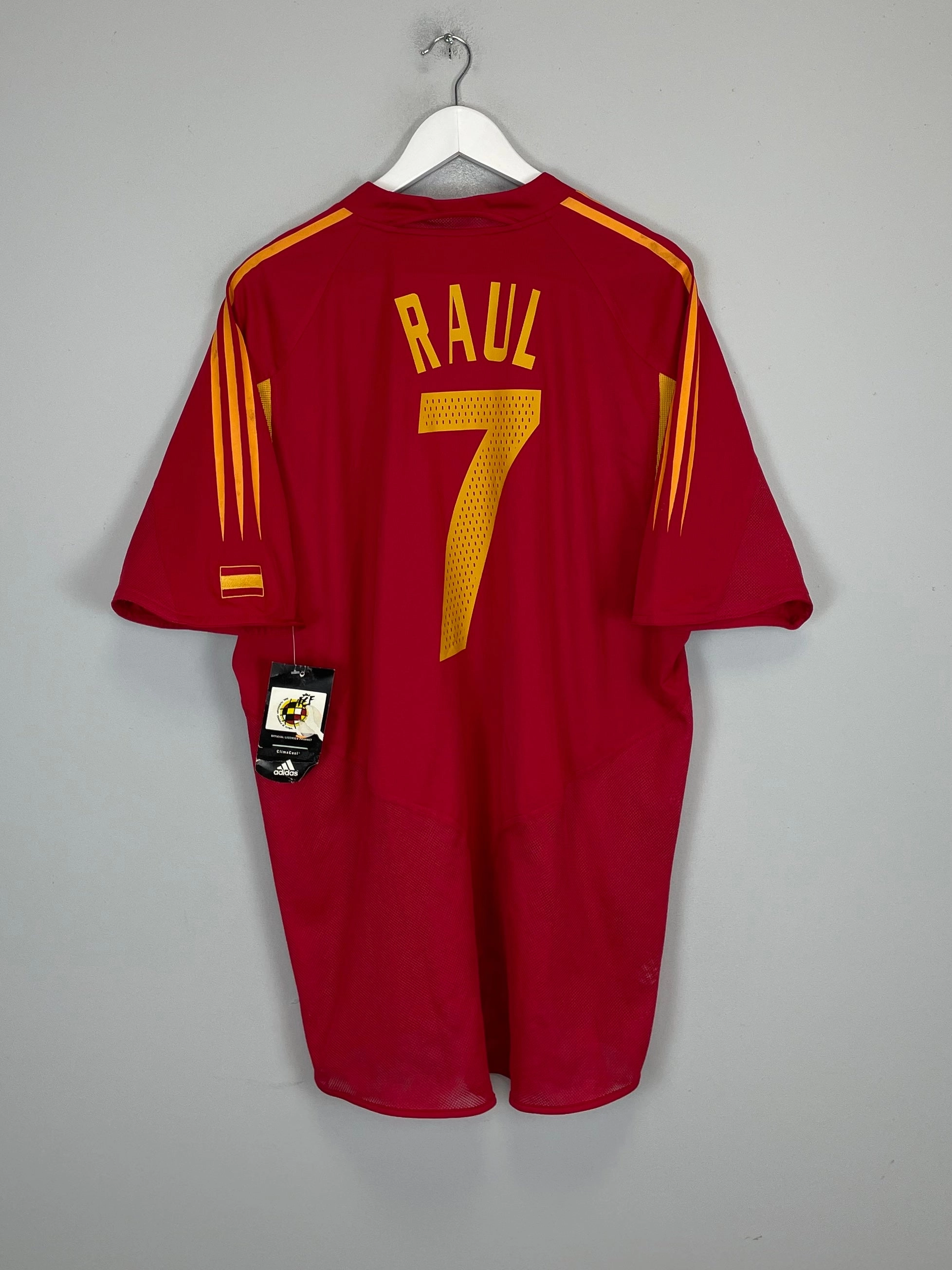 2004/06 SPAIN RAUL #7 *BNWT* HOME SHIRT (XL) ADIDAS Hyper Breathable Hydrophobic Edge Taping