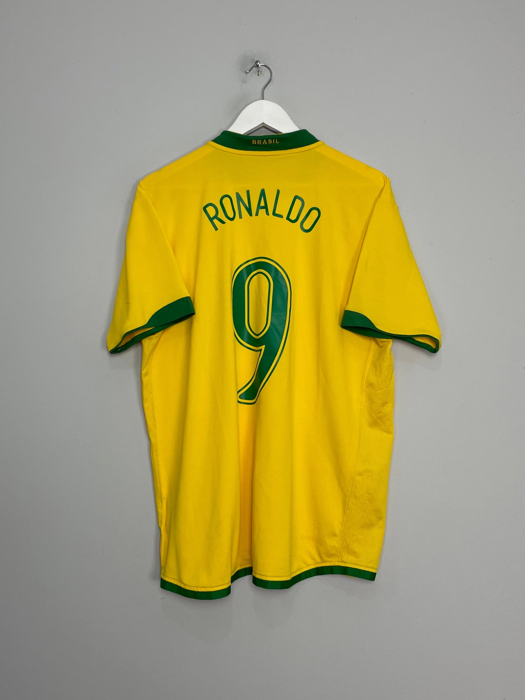 2006/08 BRAZIL RONALDO #9 HOME SHIRT (L) NIKE Vivid Pattern Hypoallergenic Processing