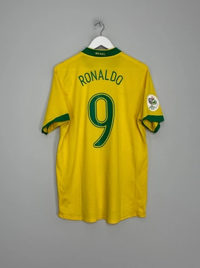 Airy material Durable Double Stitched 2006/08 BRAZIL RONALDO #9 HOME SHIRT (L) NIKE