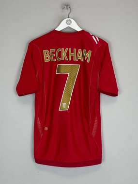 2006/08 ENGLAND BECKHAM #7 AWAY SHIRT (S) UMBRO Yarn Dye Pattern Gear Ready