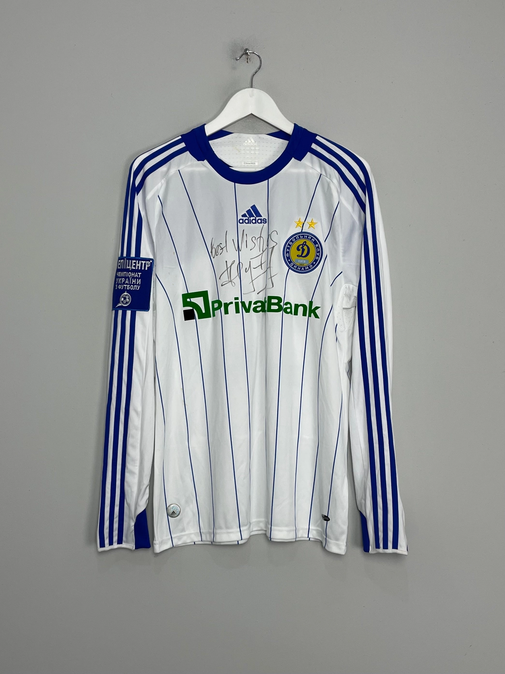 2008/10 DYNAMO KYIV #90 *SIGNED SHEVCHENKO* L/S HOME SHIRT (M) ADIDAS Core Feel Hybrid Ply Construction