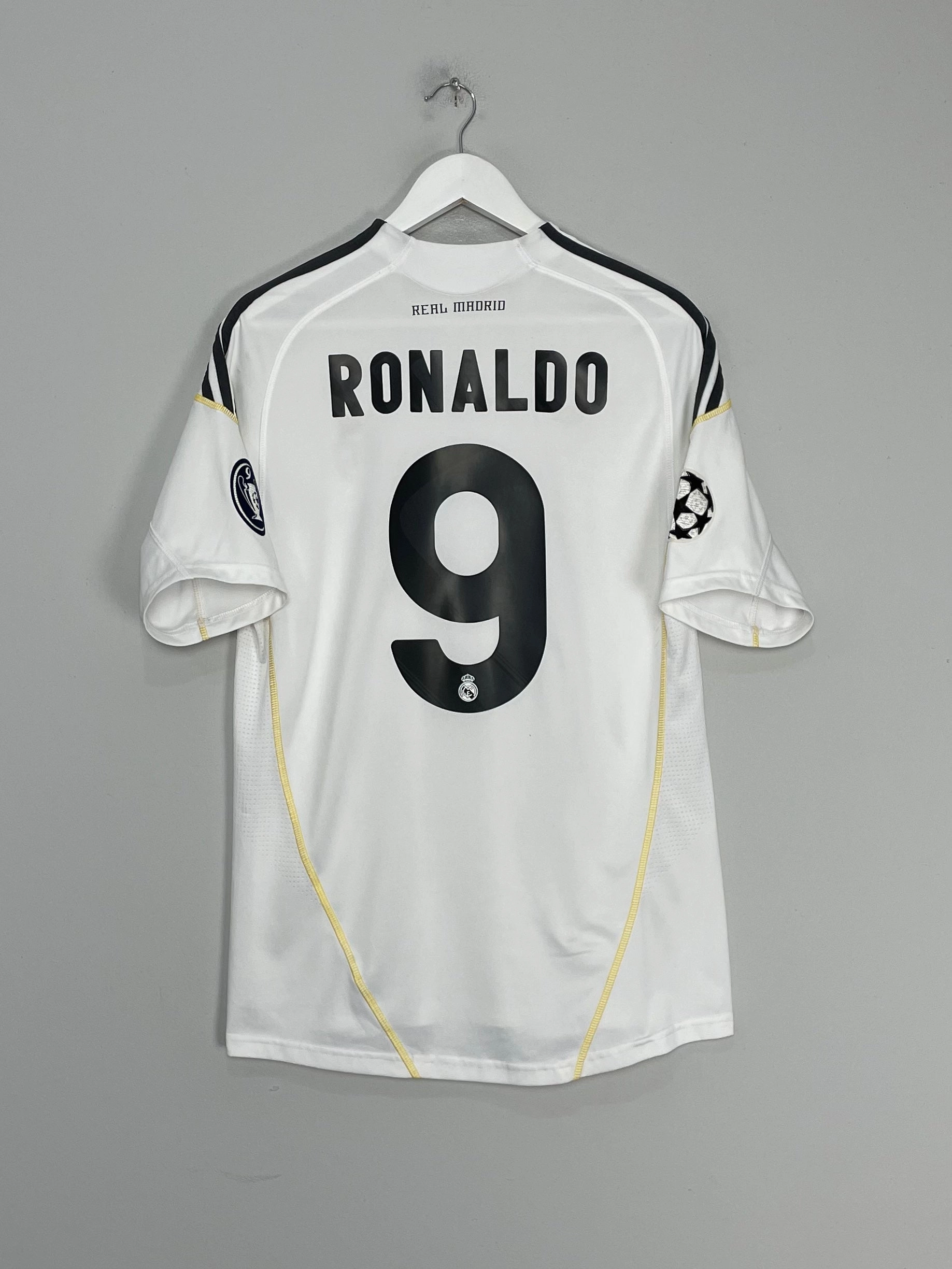 2009/10 REAL MADRID RONALDO #9 C/L HOME SHIRT (M) ADIDAS Hygroscopic Fiber Blend
