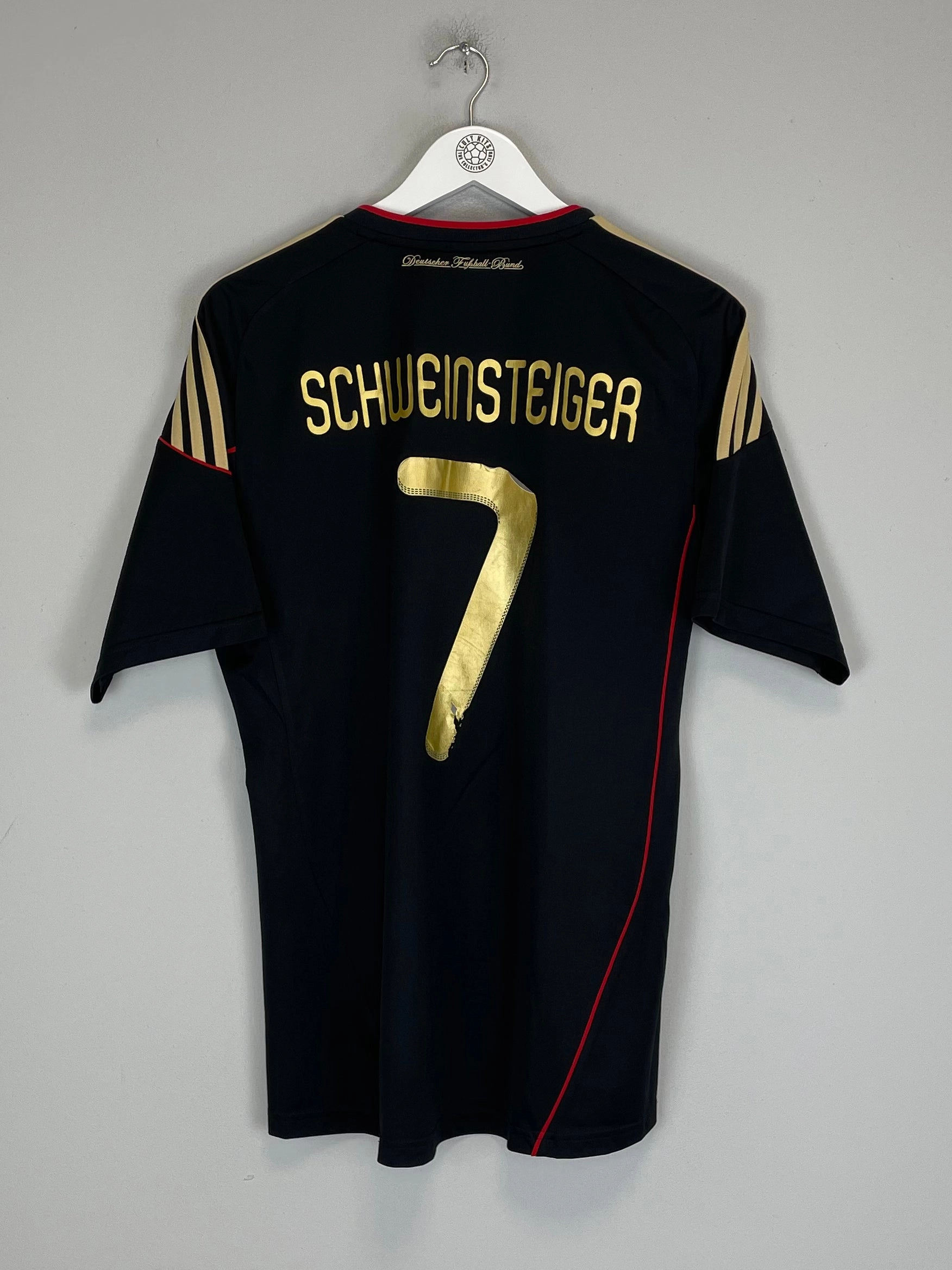 Double Stitched Edging Hybrid Ply Construction 2010/11 GERMANY SCHWEINSTEIGER #7 AWAY SHIRT (M) ADIDAS