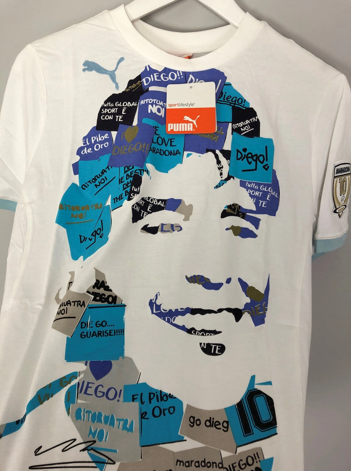 2010 Puma King Maradona Graphic Tee (Kids Sizes) Flatlock Seam Finish Form Fitting