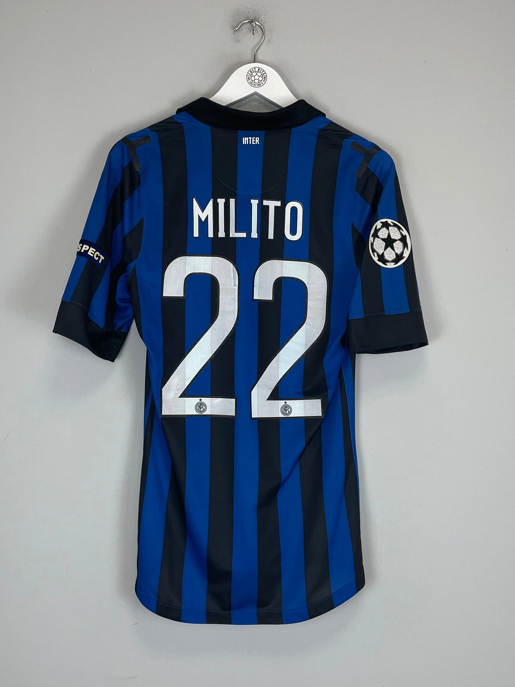 2011/12 INTER MILAN MILITO #22 *AUTHENTIC* HOME SHIRT C/L (S) NIKE Flattering Drop Shoulder Performance Fit