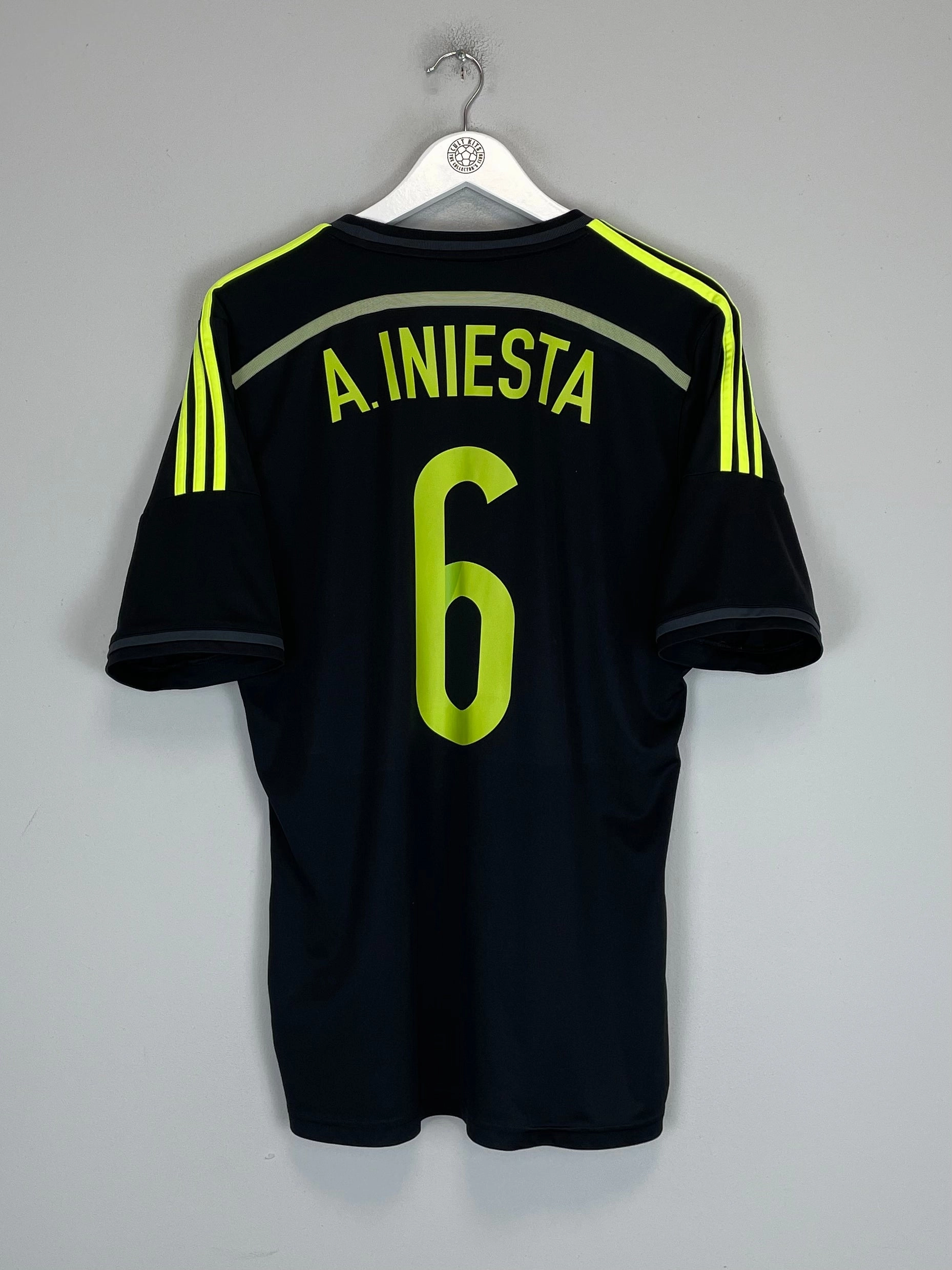 Compact Knit Texture Bold Trim 2013/15 SPAIN INIESTA #6 AWAY SHIRT (L) ADIDAS
