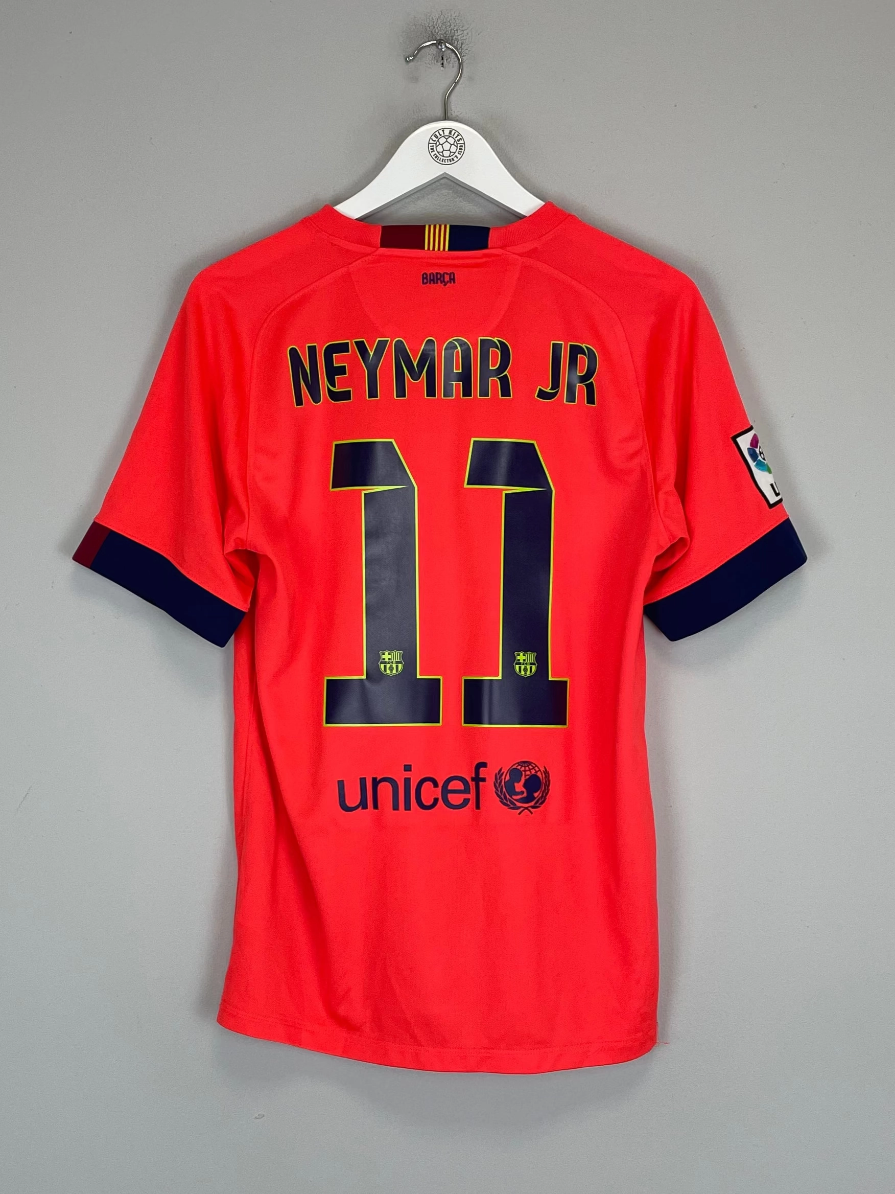2014/15 BARCELONA NEYMAR JR #11 AWAY SHIRT (M) NIKE High Compression Knit Flattering Drop Shoulder