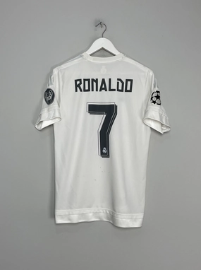 2015/16 REAL MADRID RONALDO #7 C/L HOME SHIRT (M) ADIDAS Ergonomic Articulated Fit Flexible Collar Design