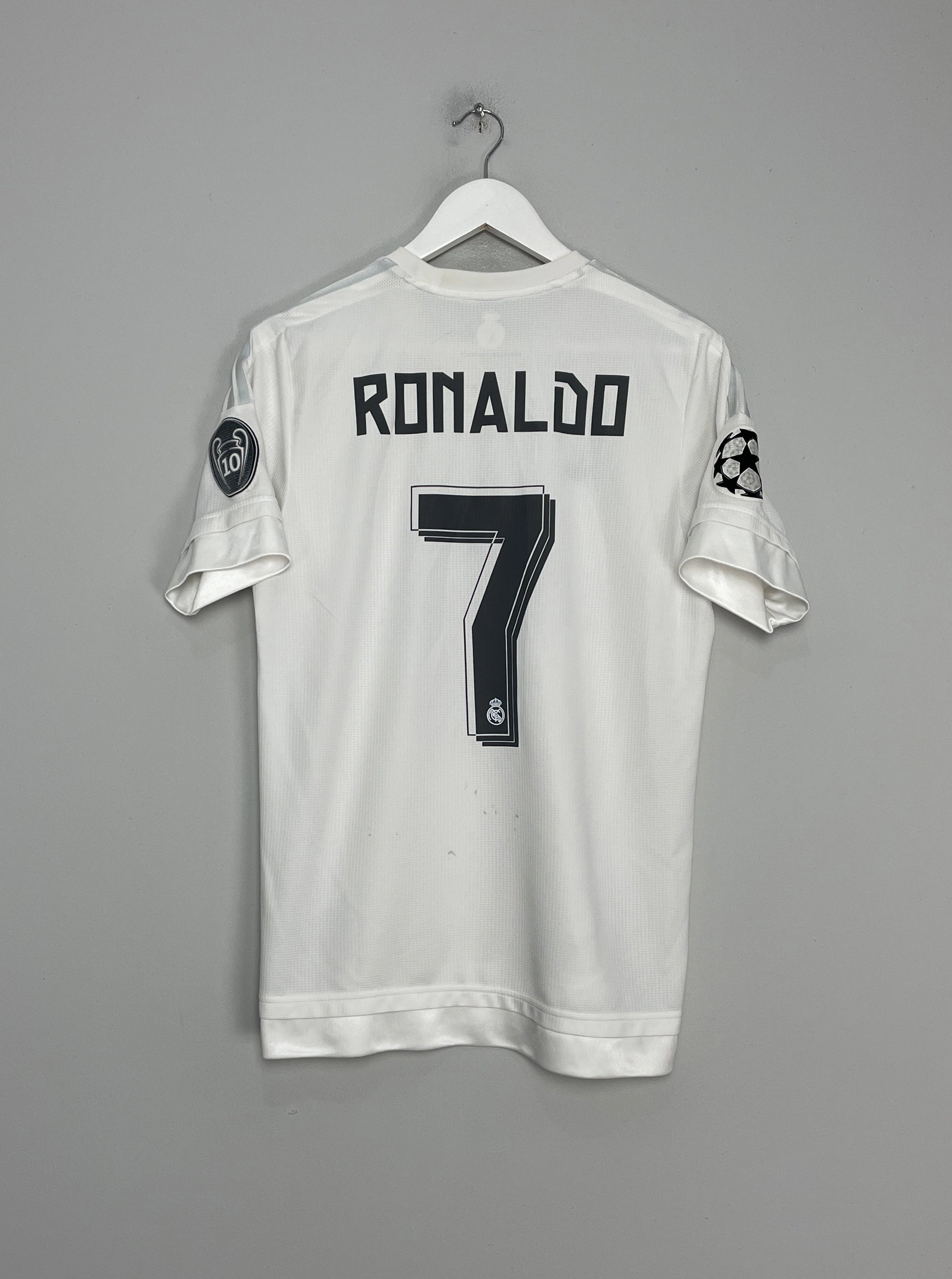 2015/16 REAL MADRID RONALDO #7 C/L HOME SHIRT (M) ADIDAS Ergonomic Articulated Fit Flexible Collar Design