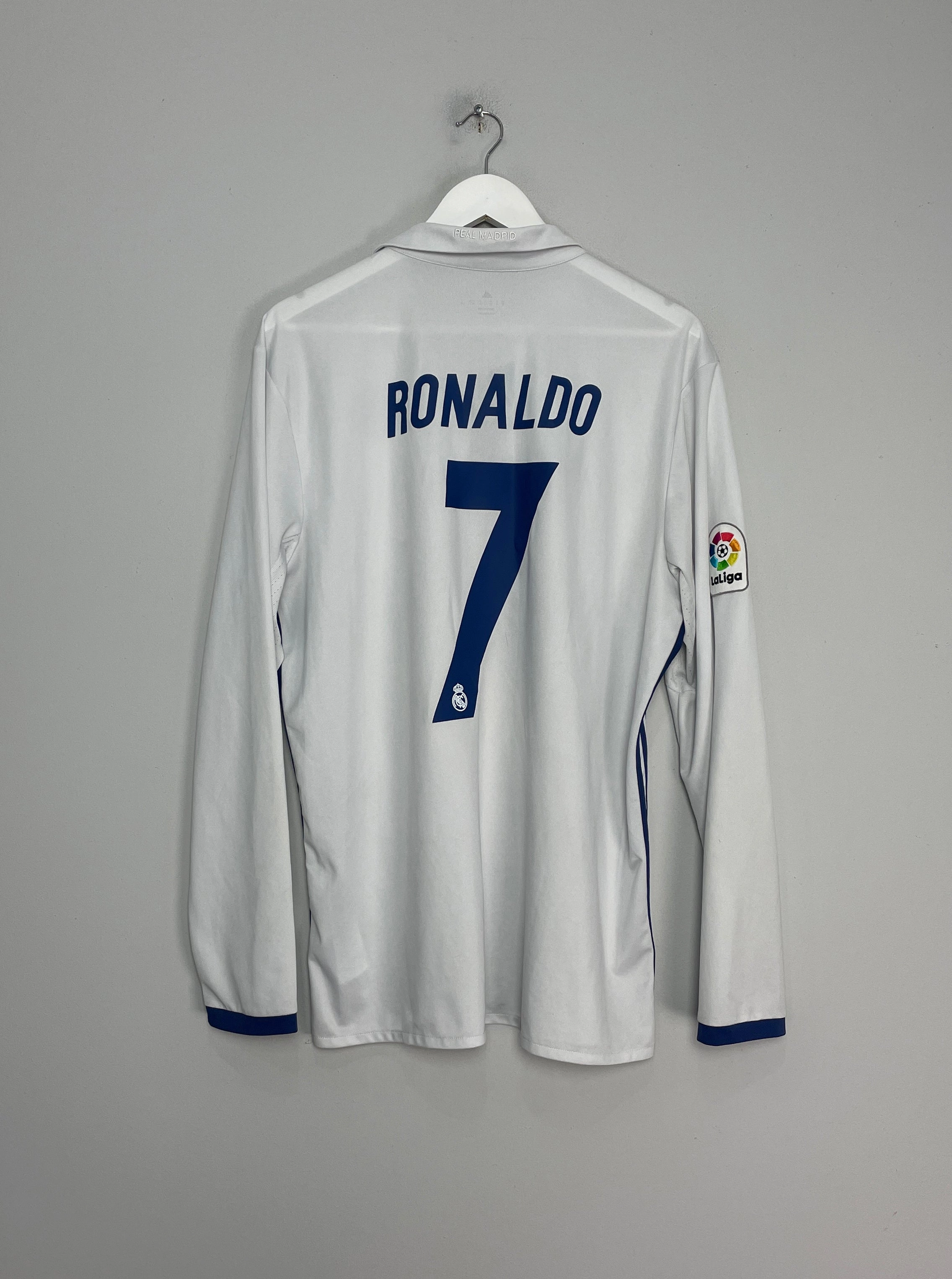 2016/17 REAL MADRID RONALDO #7 L/S HOME SHIRT (XL) ADIDAS Breathable Gear