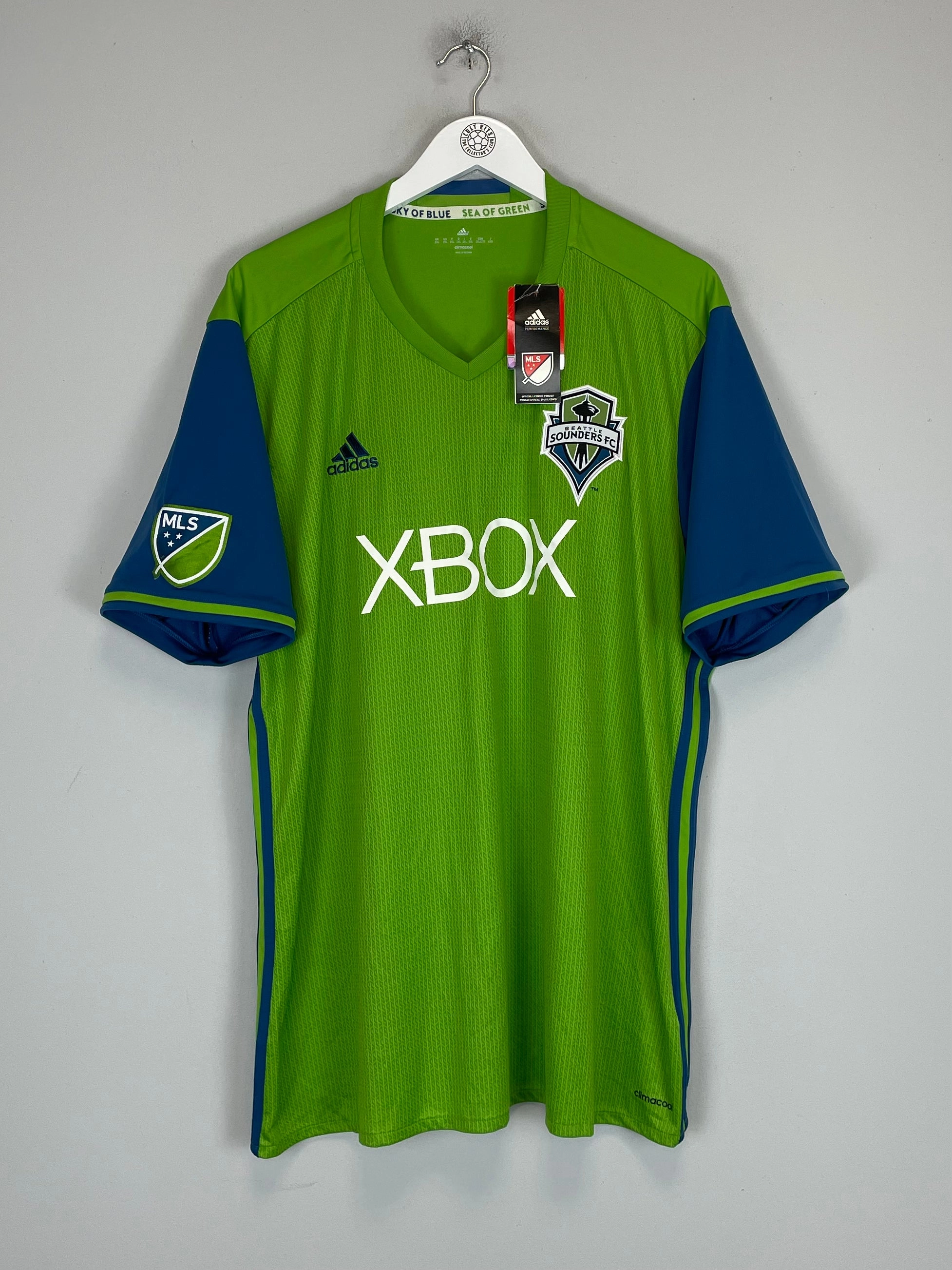 2016/17 SEATTLE SOUNDERS *BNWT* HOME SHIRT (XXL) ADIDAS Stretchable Ribbed Collar