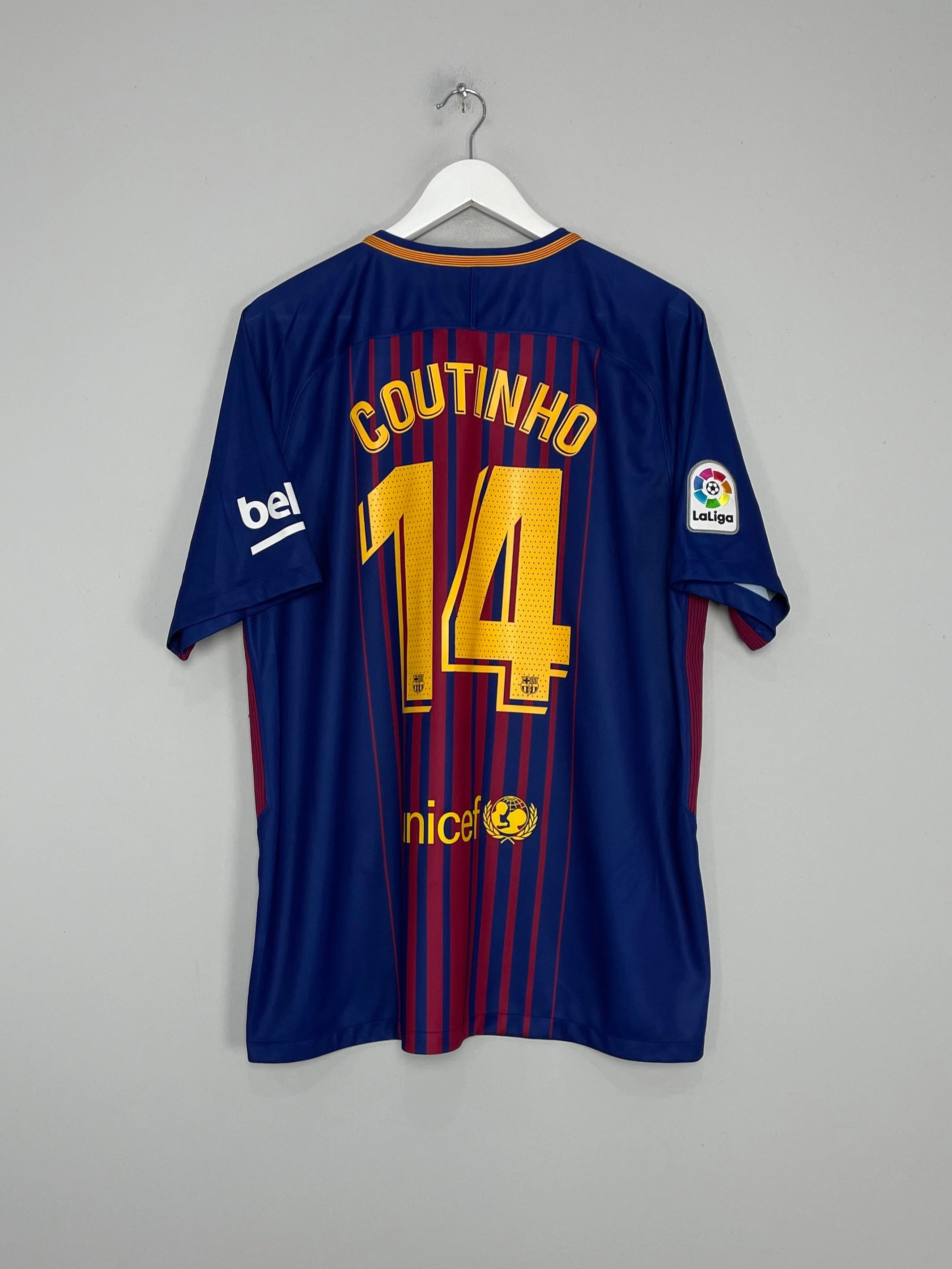 Colorfast Dye Process 2017/18 BARCELONA COUTINHO #14 HOME SHIRT (XL) NIKE