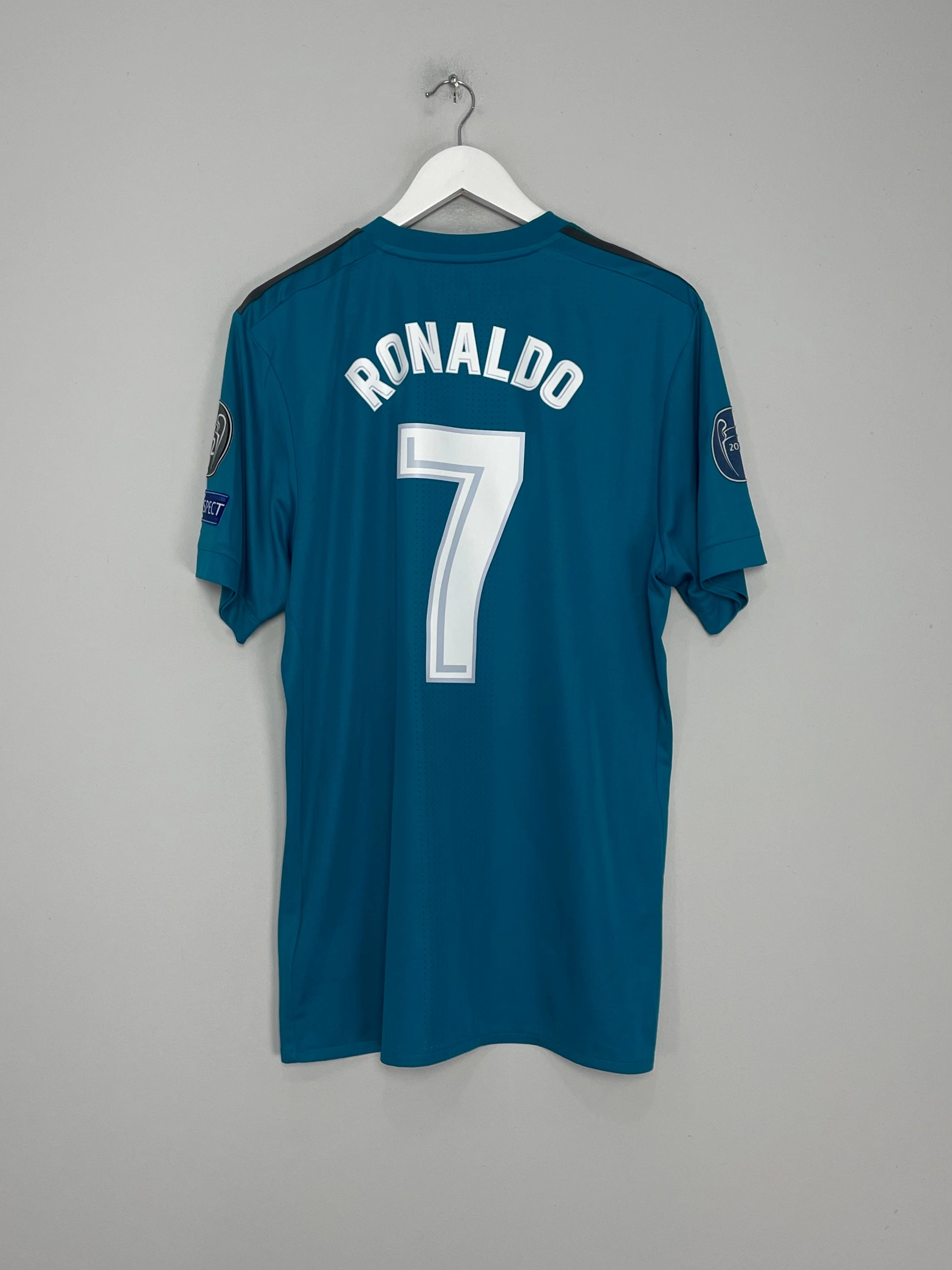 2017/18 REAL MADRID RONALDO #7 C/L THIRD SHIRT (XL) ADIDAS Low Profile Seams Zip Up