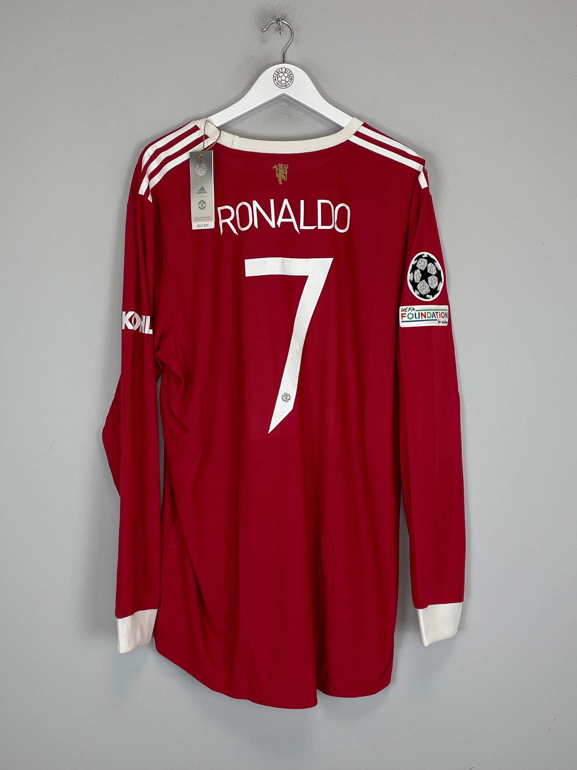 2021/22 MANCHESTER UNITED RONALDO #7 *BNWT* AUTHENTIC C/L L/S HOME SHIRT (XXL) ADIDAS Stretch performance