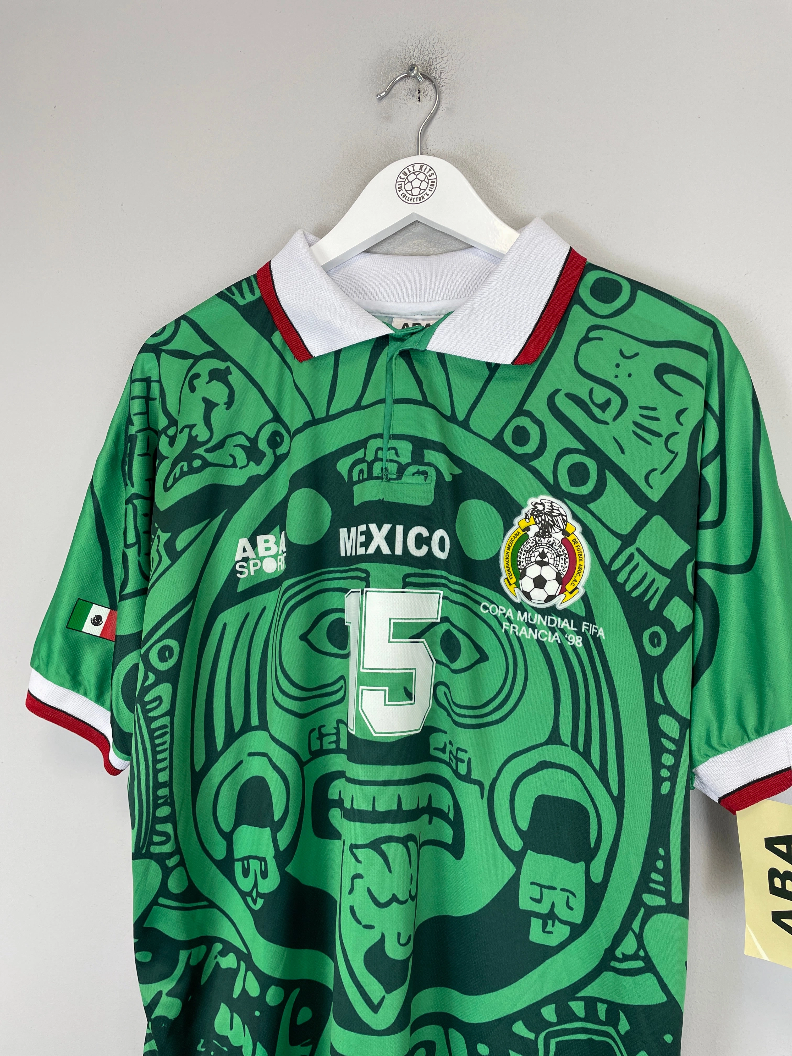 High Flexibility 1998 Mexico Hernandez #15 *Reissue* World Cup Edition Home (Multiple) ABA Sport