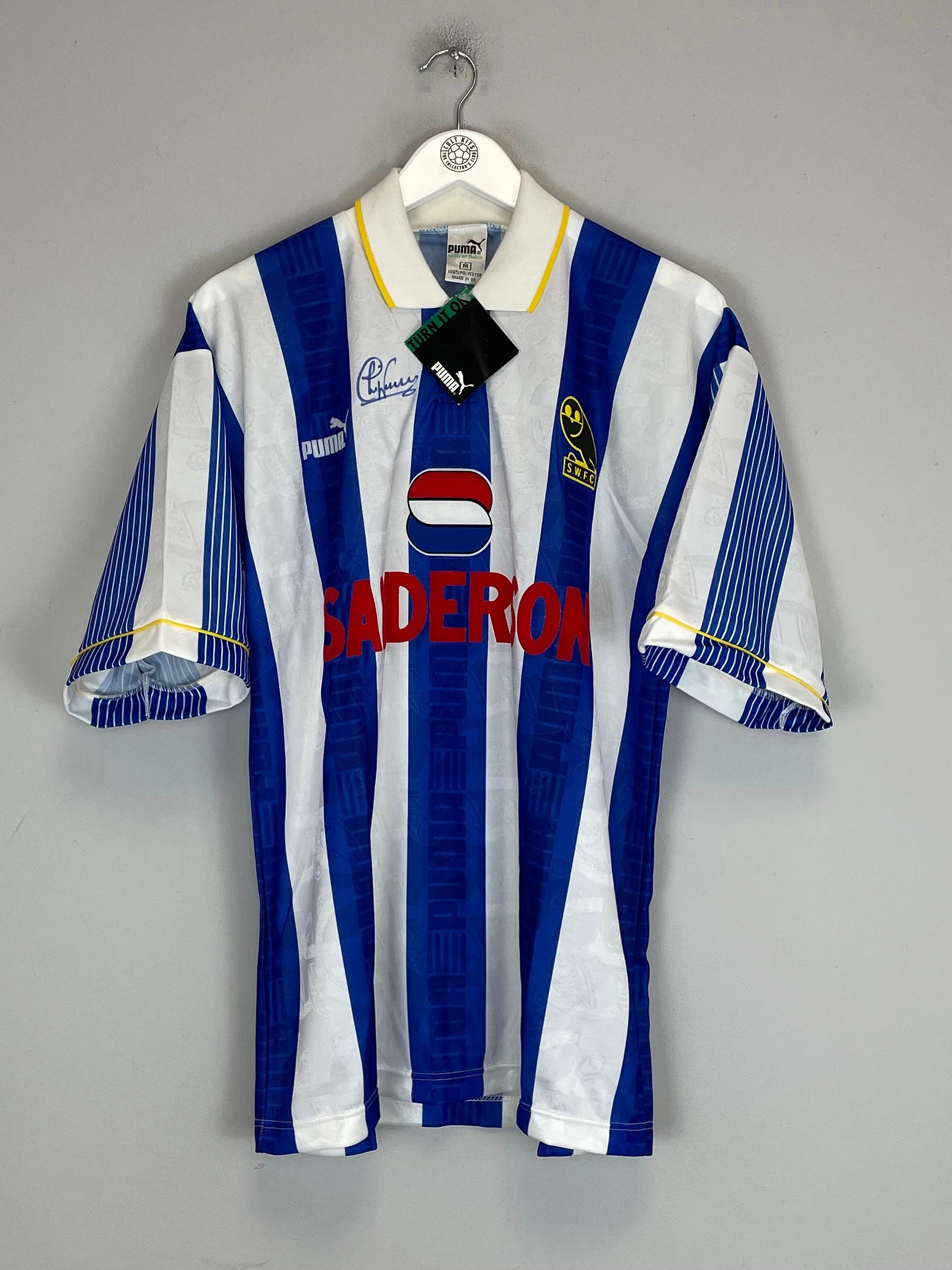 1993/95 SHEFFIELD WEDNESDAY *SIGNED* BNWT HOME SHIRT (M) PUMA Refined fit Stretch Fit Fabric