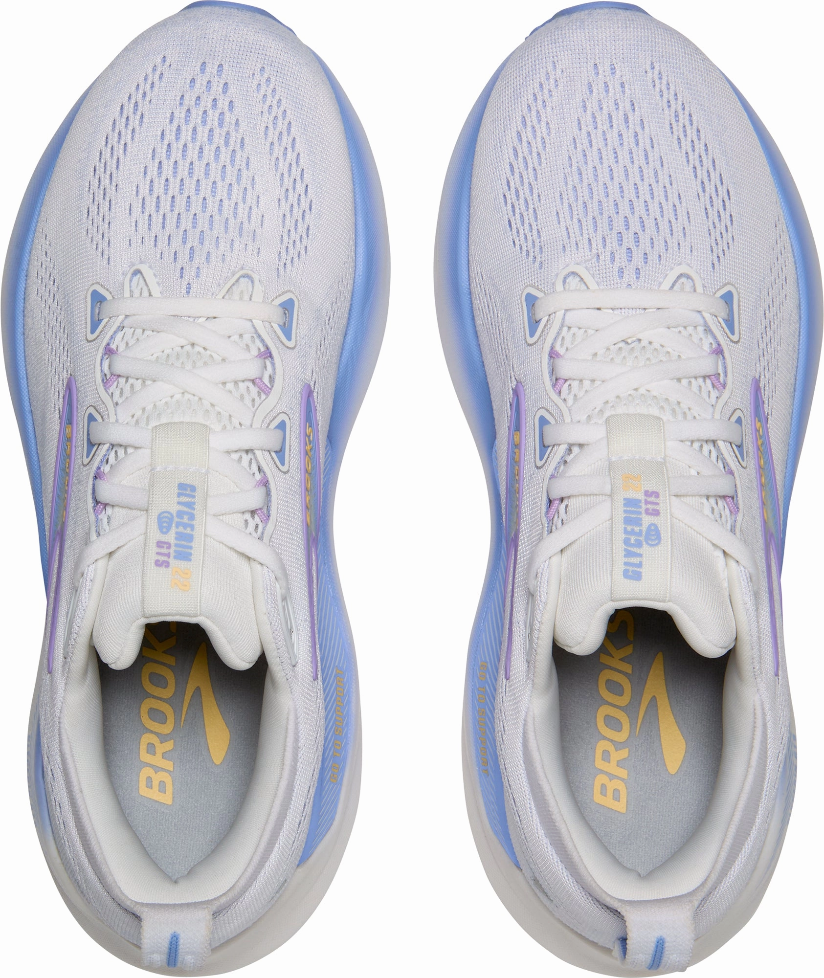 Brooks Glycerin GTS 22 Womens Running Shoes - White No Laces Balanced feel