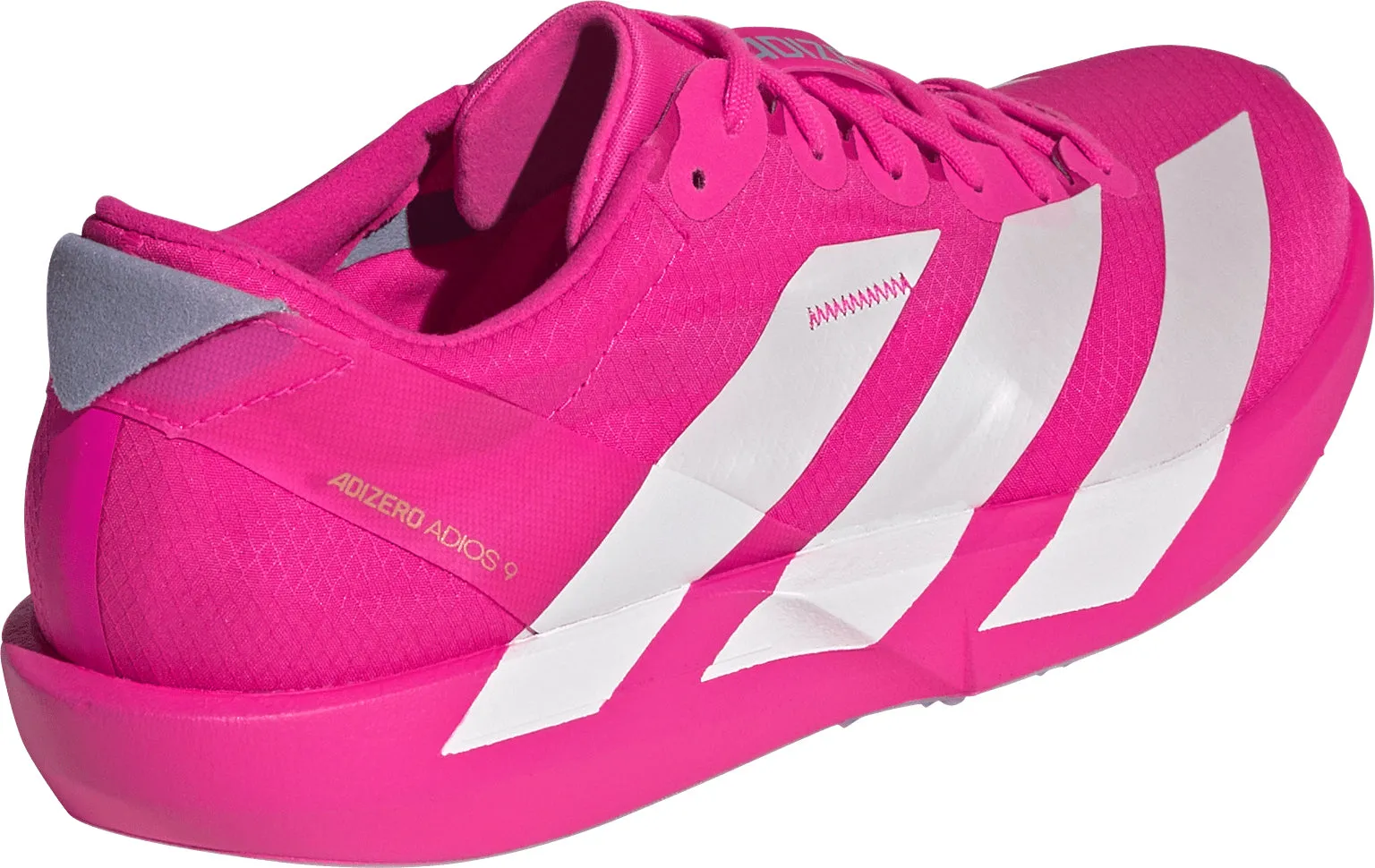 adidas Adizero Adios 9 Womens Running Shoes - Pink Reinforced Heel Counter Quick Footwear