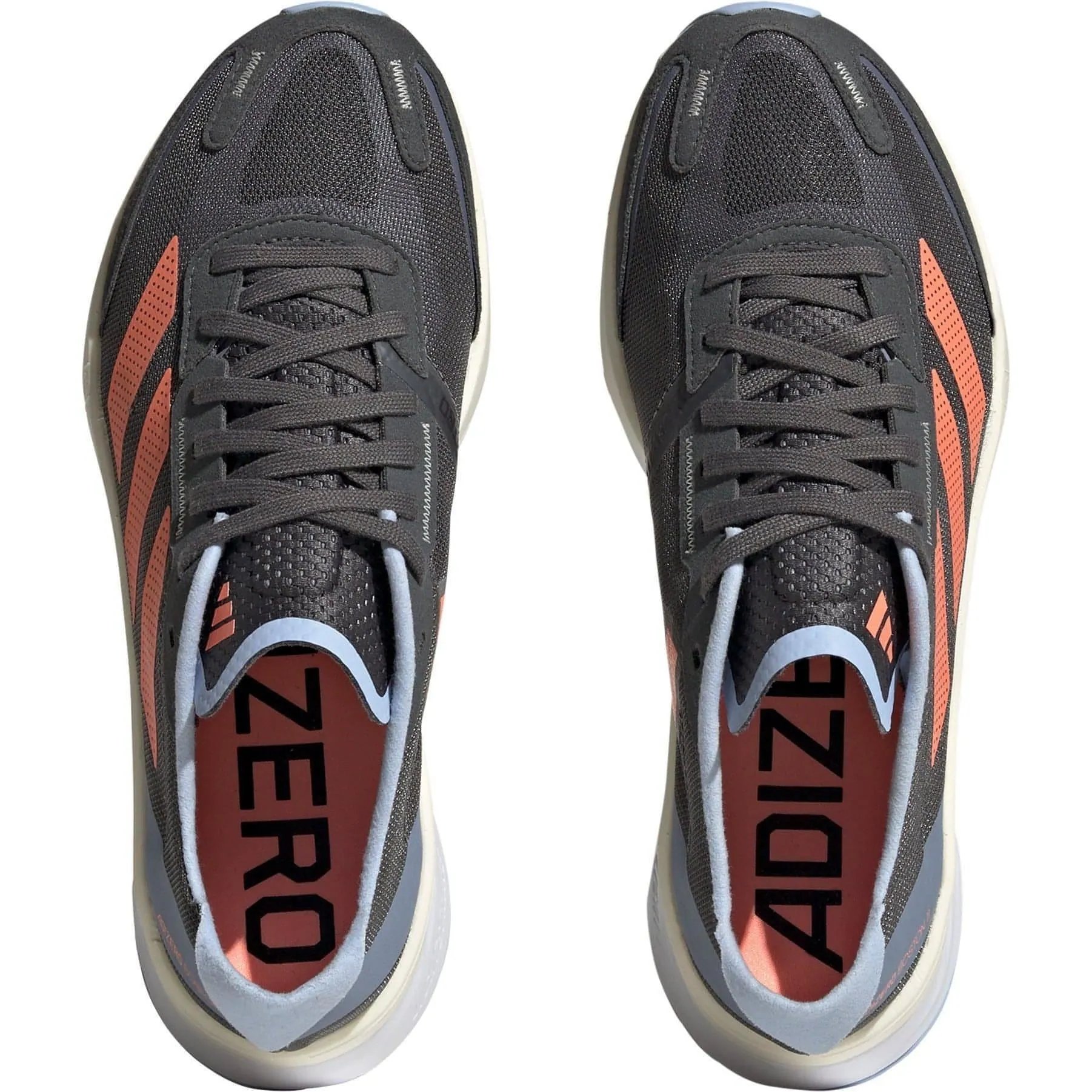 adidas Adizero Boston 11 Womens Running Shoes - Grey Back Cushion Asymmetric Lacing Designs